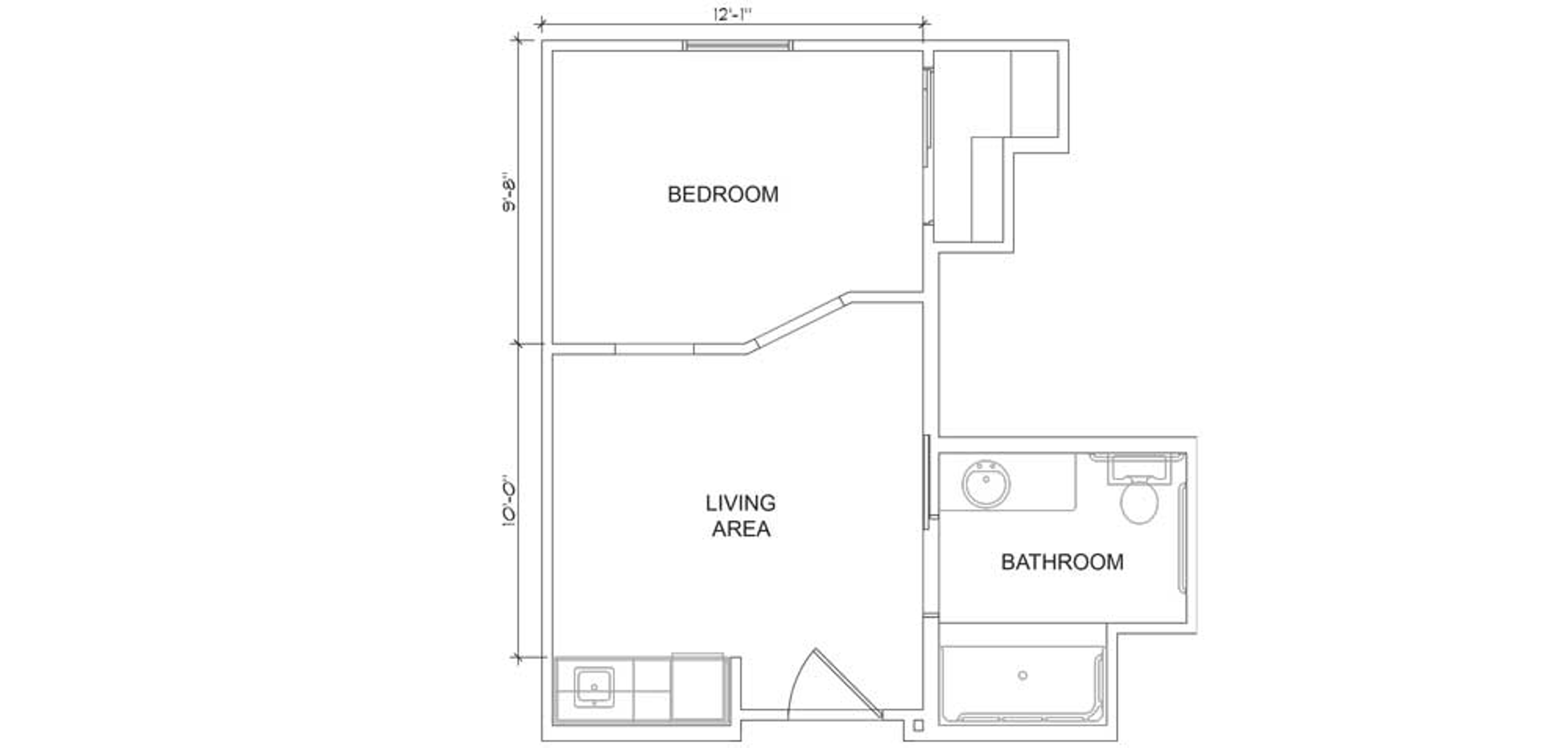 Floorplan - Buffalo Creek - 1B 1B Assisted Living