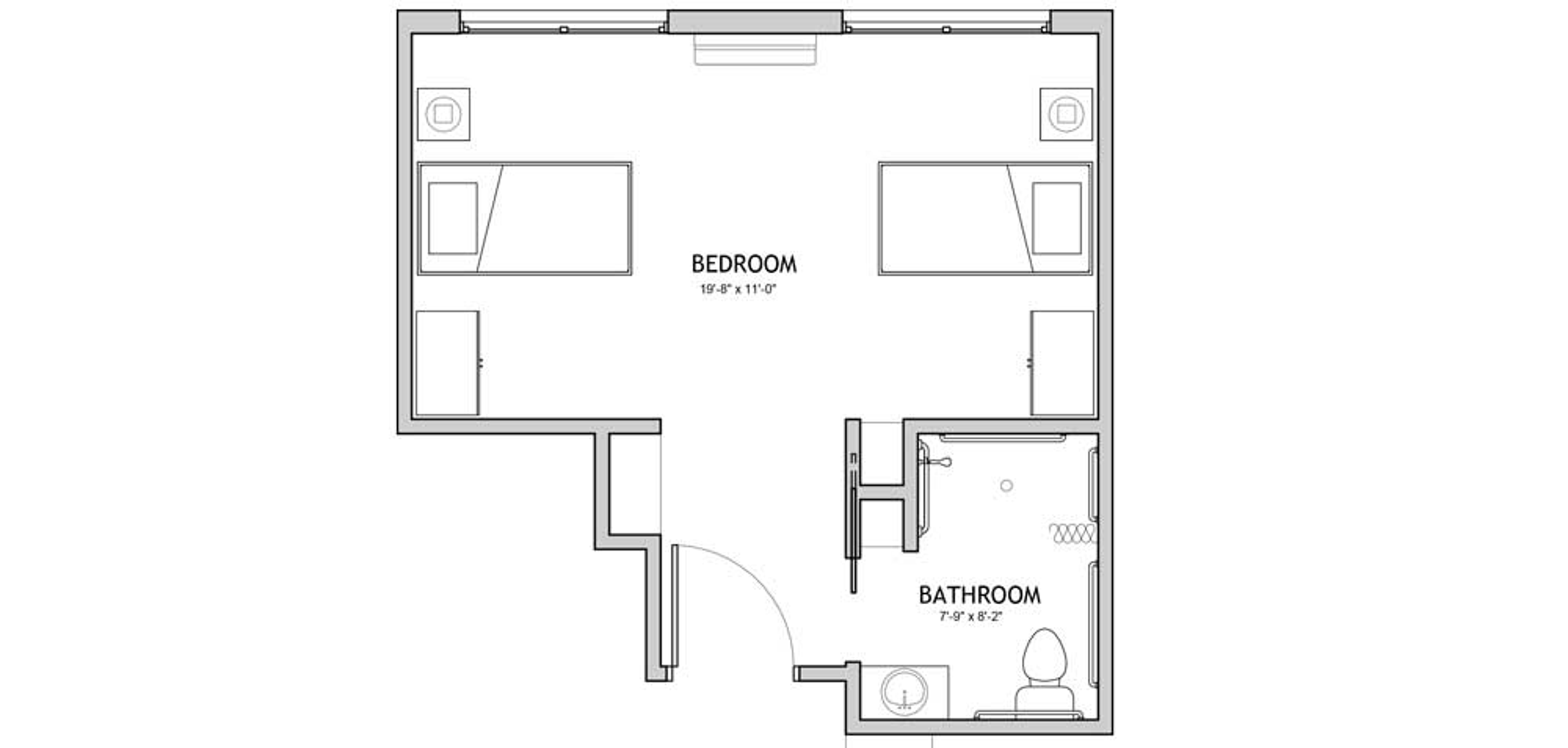 Floorplan - Auberge Naperville - 1B 1B Semi-private 354 sqft