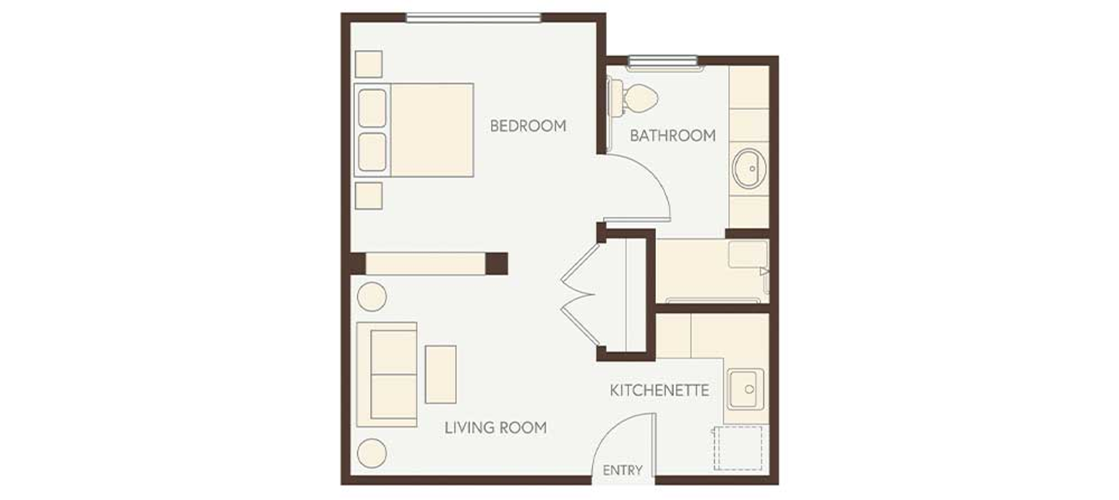 Floorplan - Heartis San Antonio - 1 Bed 1 Bath 370 sq. ft. Assisted Living