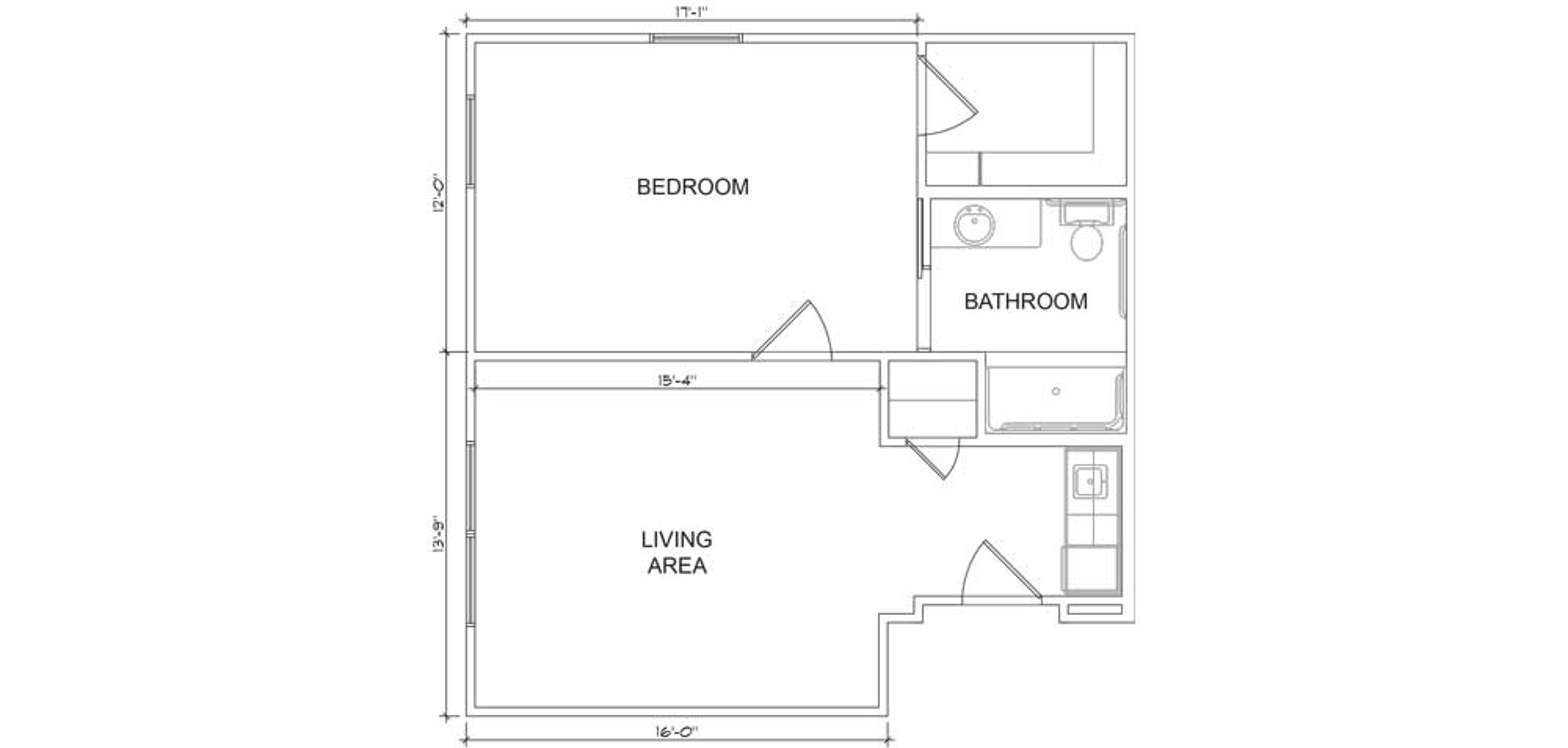 Floorplan - Hawkins Creek - 1B 1B Luxury Assisted Living 