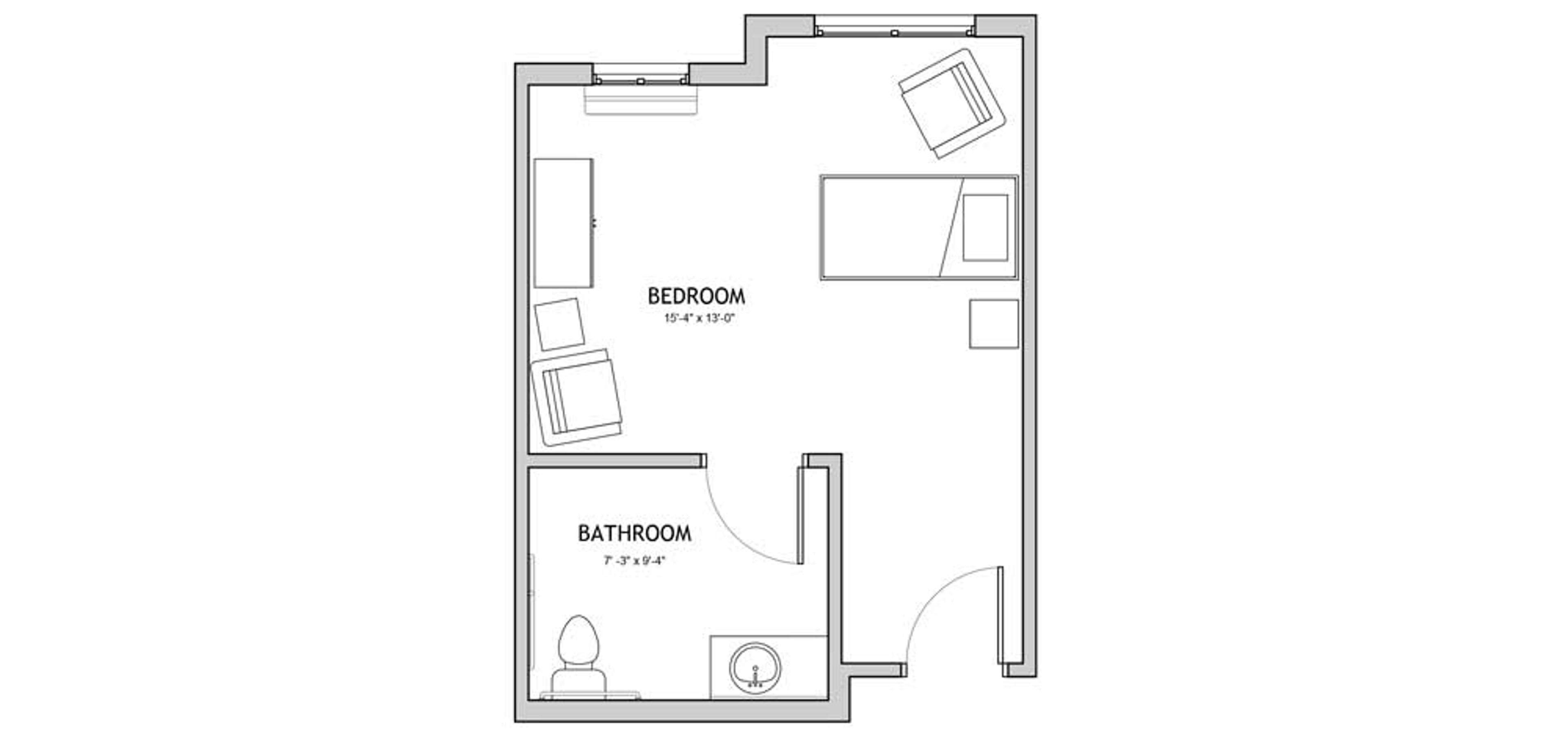 Floorplan - The Auberge at Plano - 1 bed, 1 bath, 329 sq. ft. Memory Care