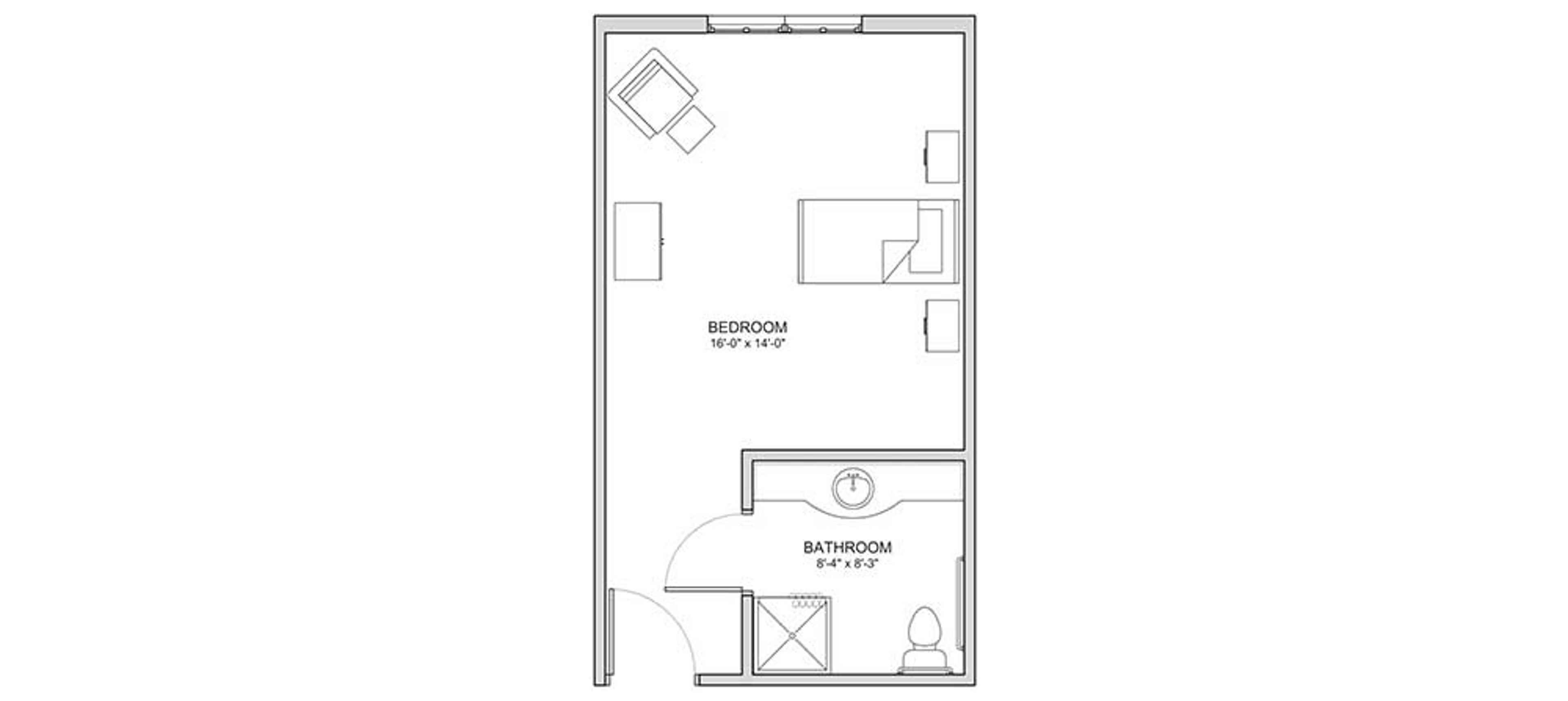Floorplan - The Auberge at Kingwood - 1 bed, 1 bath, Semi-private Memory Care