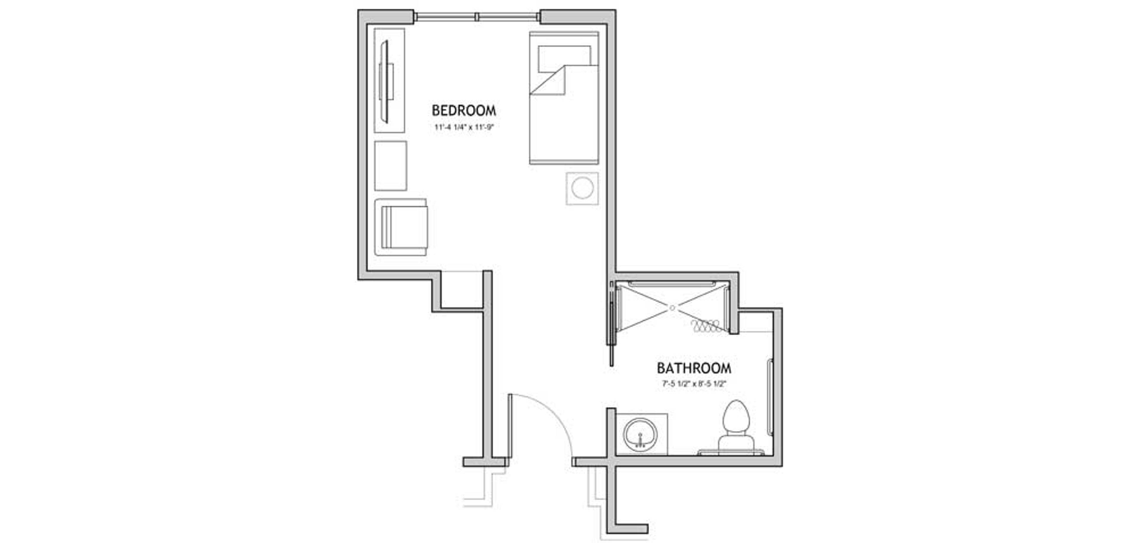 Floorplan - Auberge Bee Cave - Studio private 296 sqft