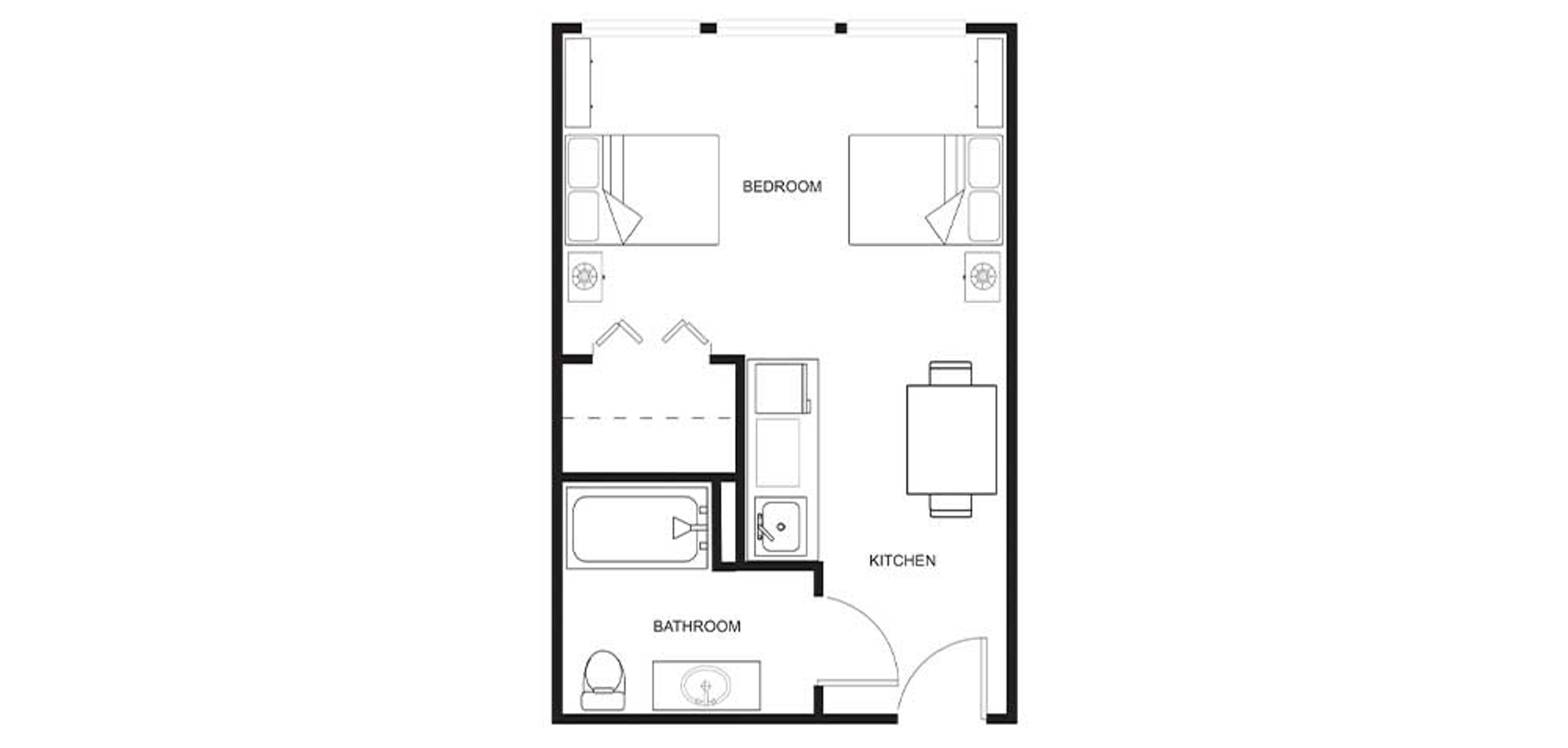 Floorplan - Pheasant Pointe - Semi-private Suite, 375 sq. ft. Memory Care