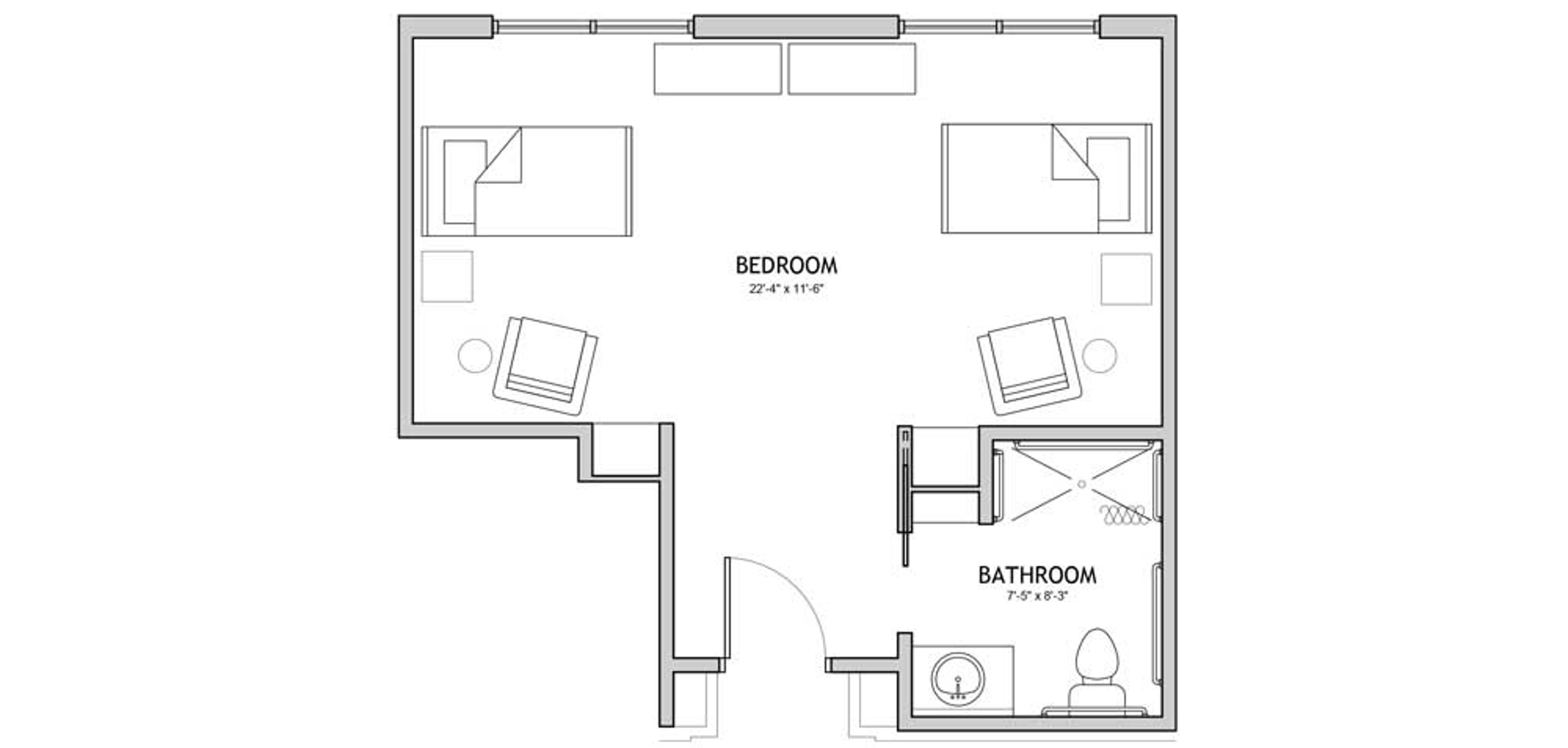 Floorplan - The Auberge at Onion Creek - 1 bed, 1 bath, 407 sq. ft. Memory Care