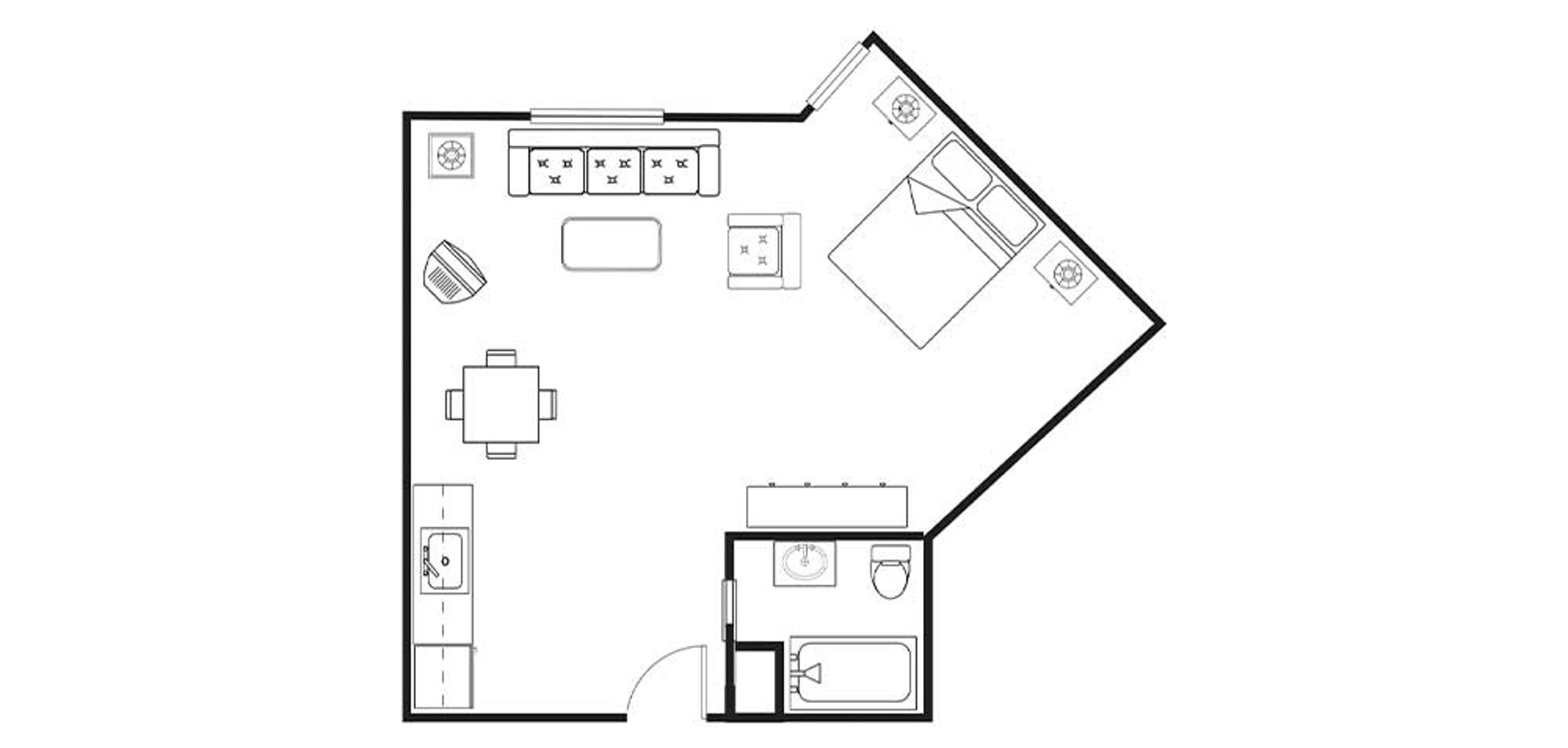 Floorplan - Redwood Heights - S3 Studio 382 sq. ft. Assisted Living