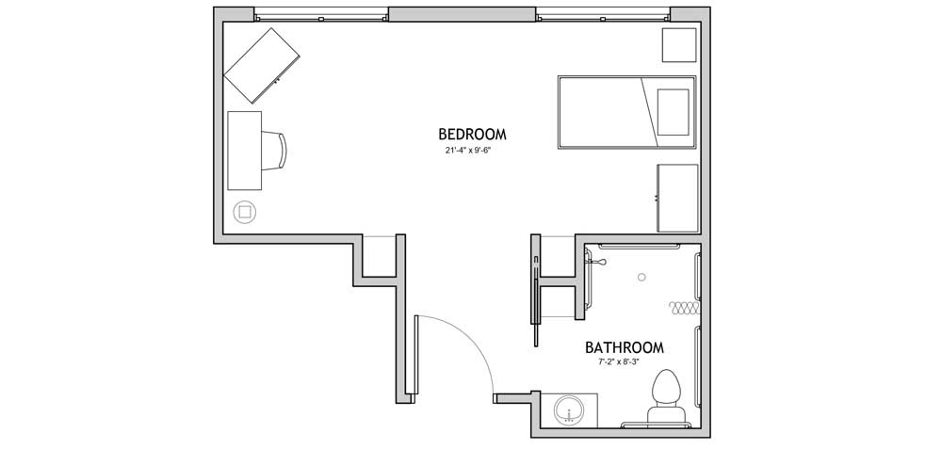 Floorplan - The Auberge at Brookfield - 1 bed, 1 bath, 341 sq. ft. Memory Care