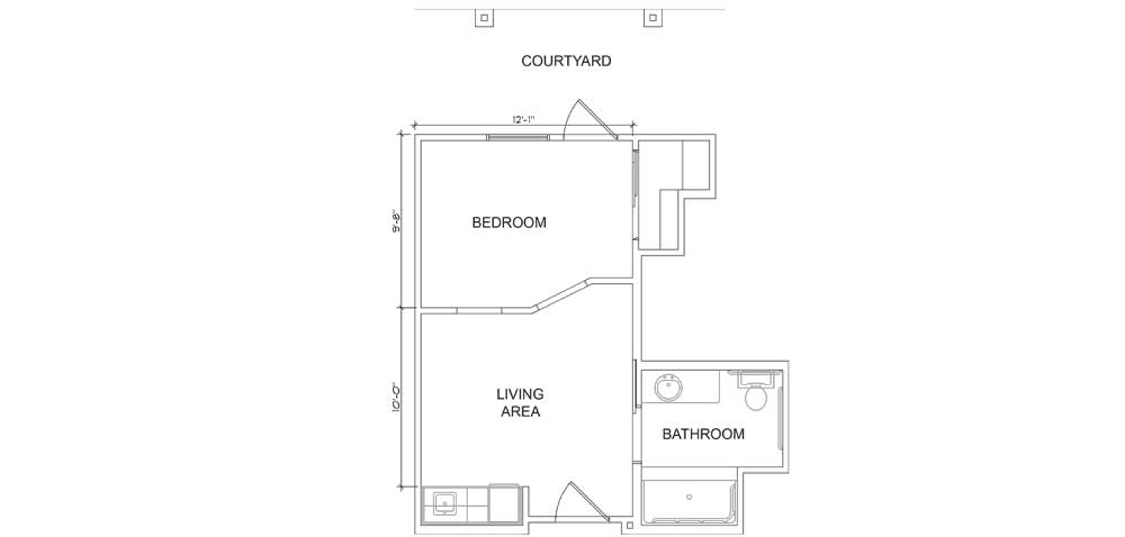 Floorplan - Azalea Trails - 1B 1B Courtyard AL