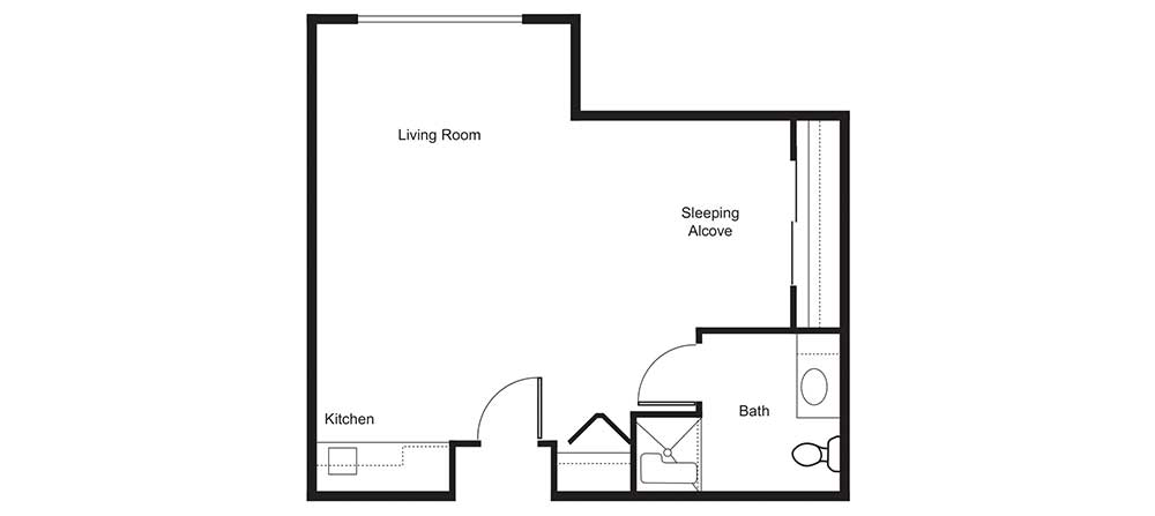 Floorplan - Edmonds Landing - Studio Assisted Living 