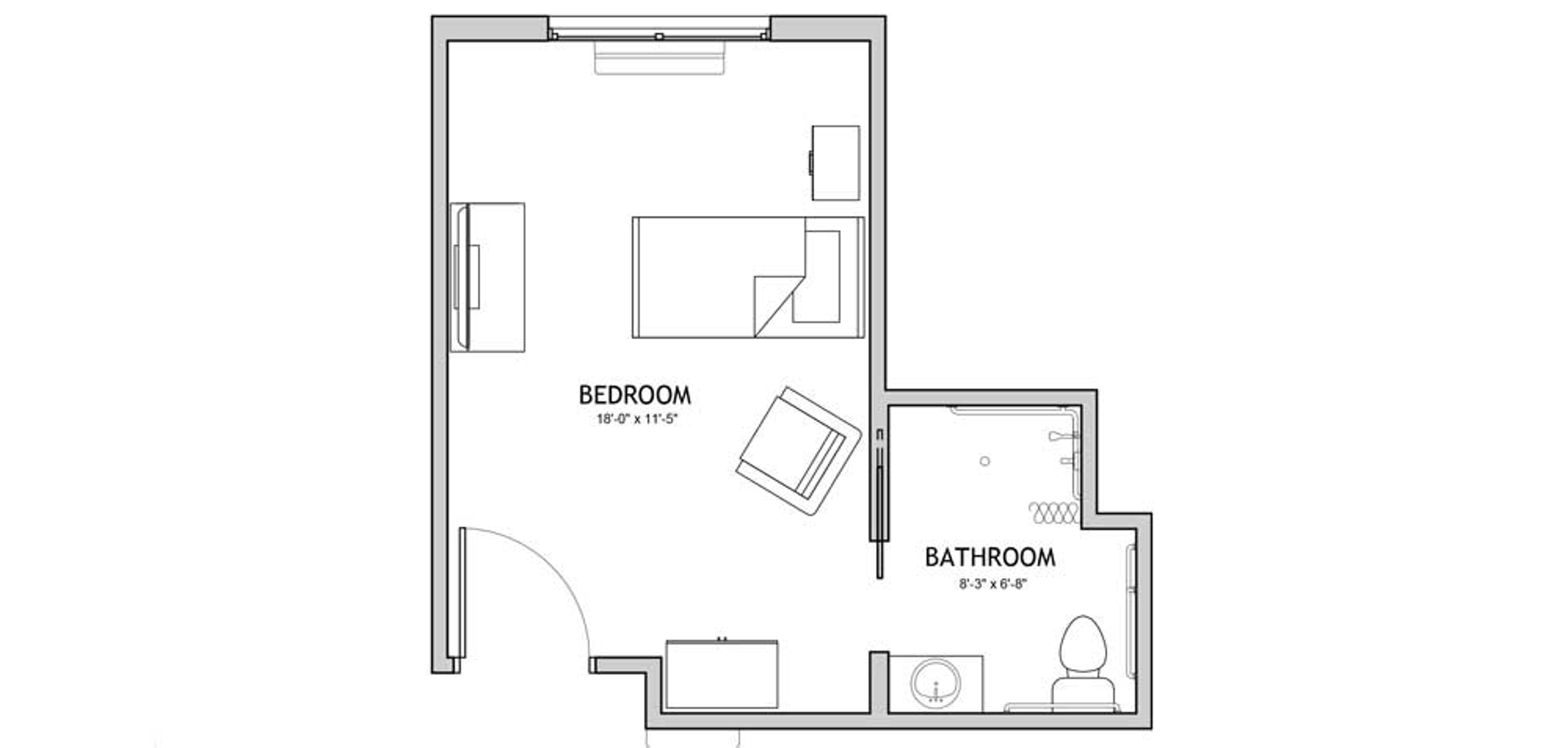 Floorplan - The Auberge at Naperville - 1 bed, 1 bath, 278 sq. ft. Memory Care