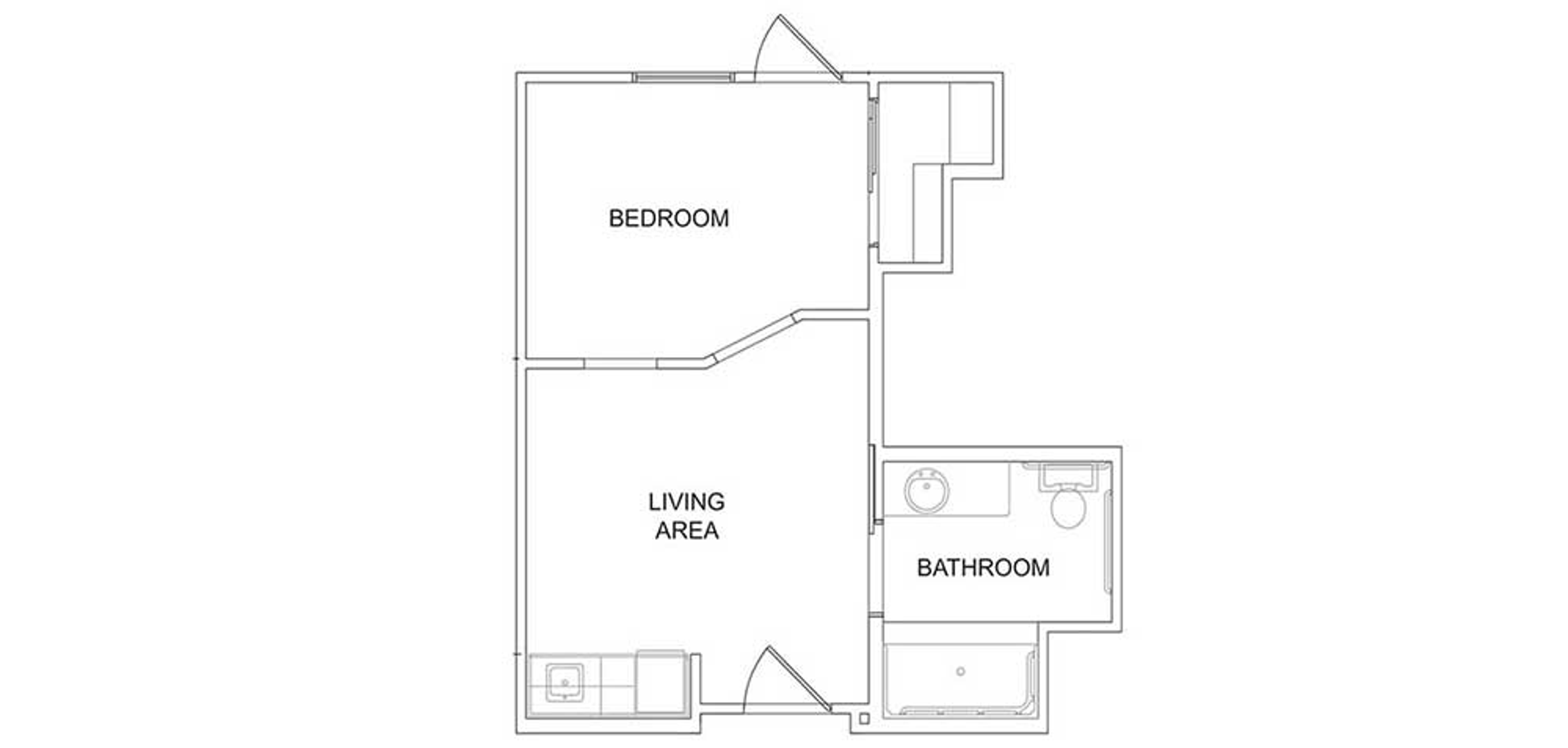 Floorplan - Pecan Pointe - 1 bed, 1 bath, Courtyard Assisted Living