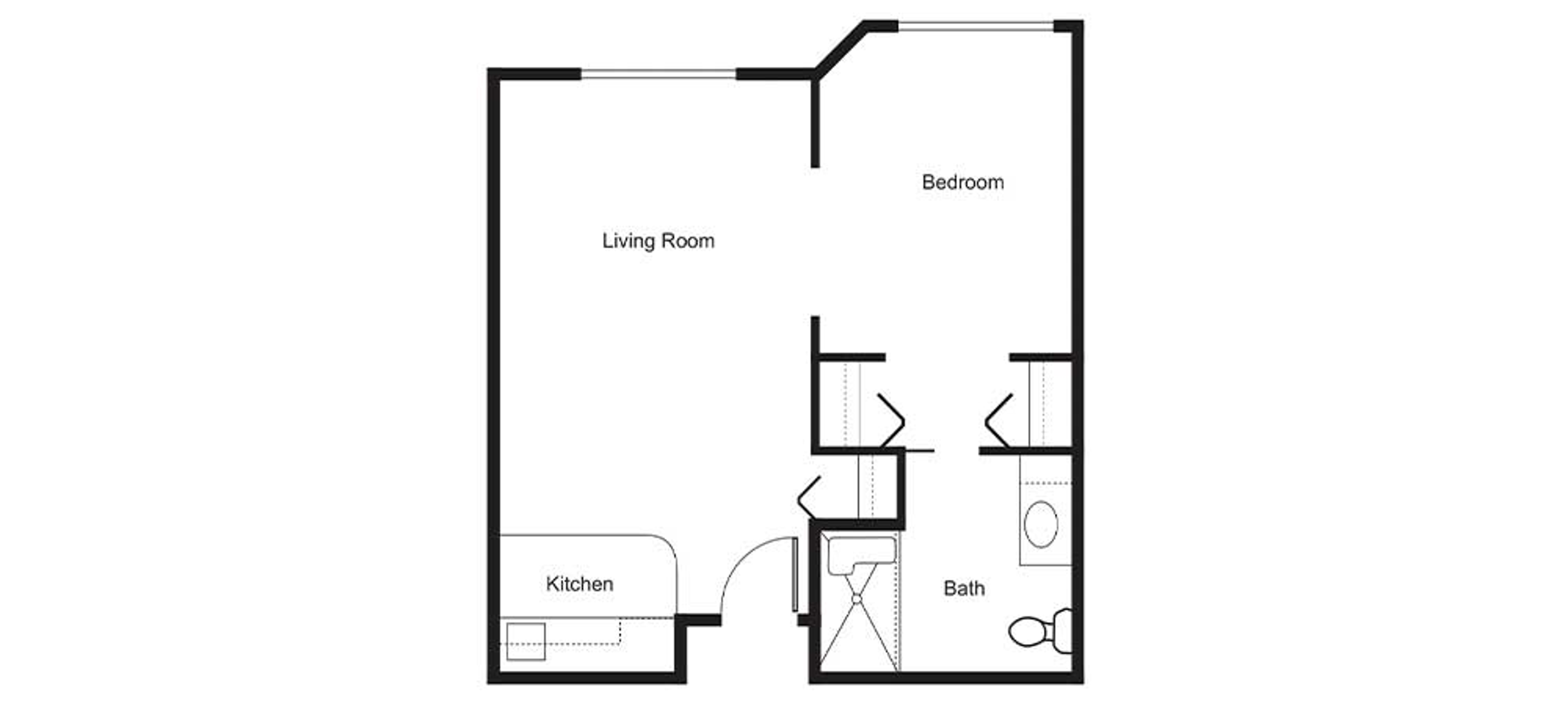 Floorplan - Edmonds Landing - 1B 1B Assisted Living 
