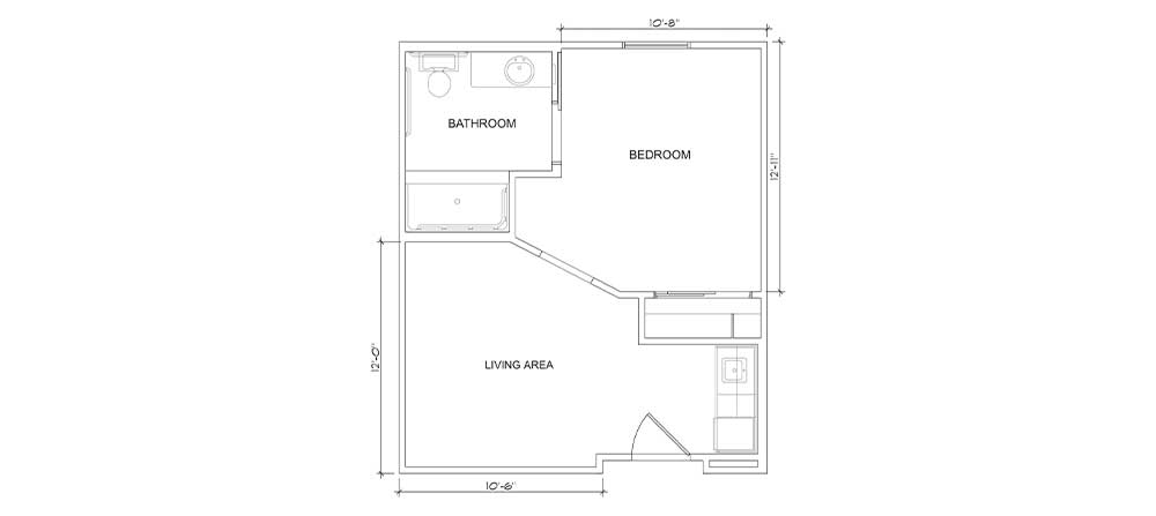 Floorplan - Walnut Creek - 1 bed, 1 bath, Deluxe Assisted Living