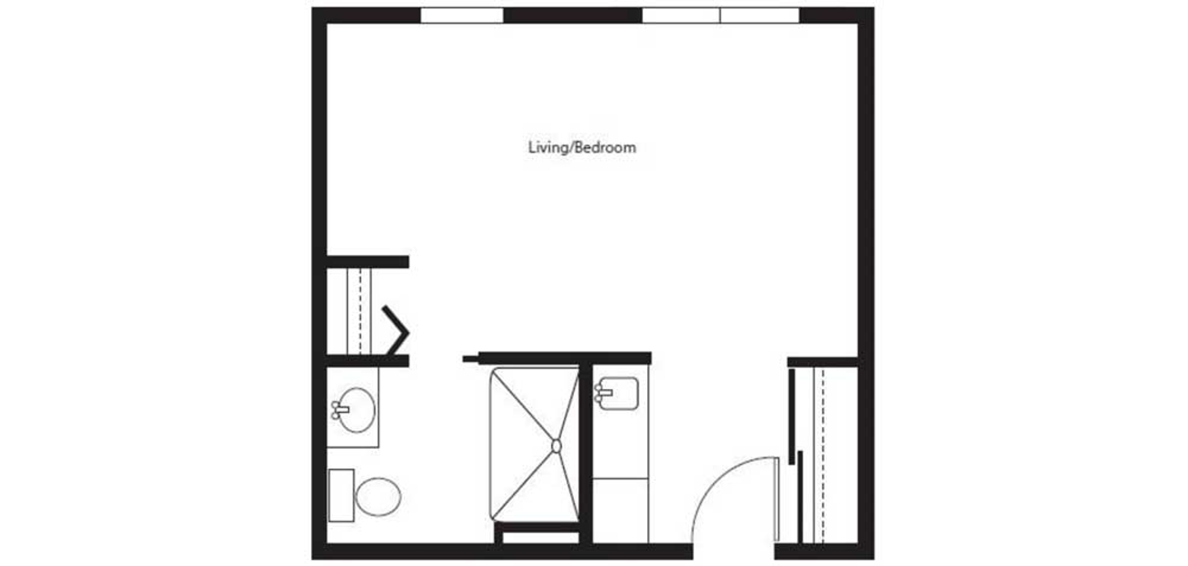 Floorplan - Pelican Pointe - Room, 359 or 365 sq. ft. v2 Assisted Living 