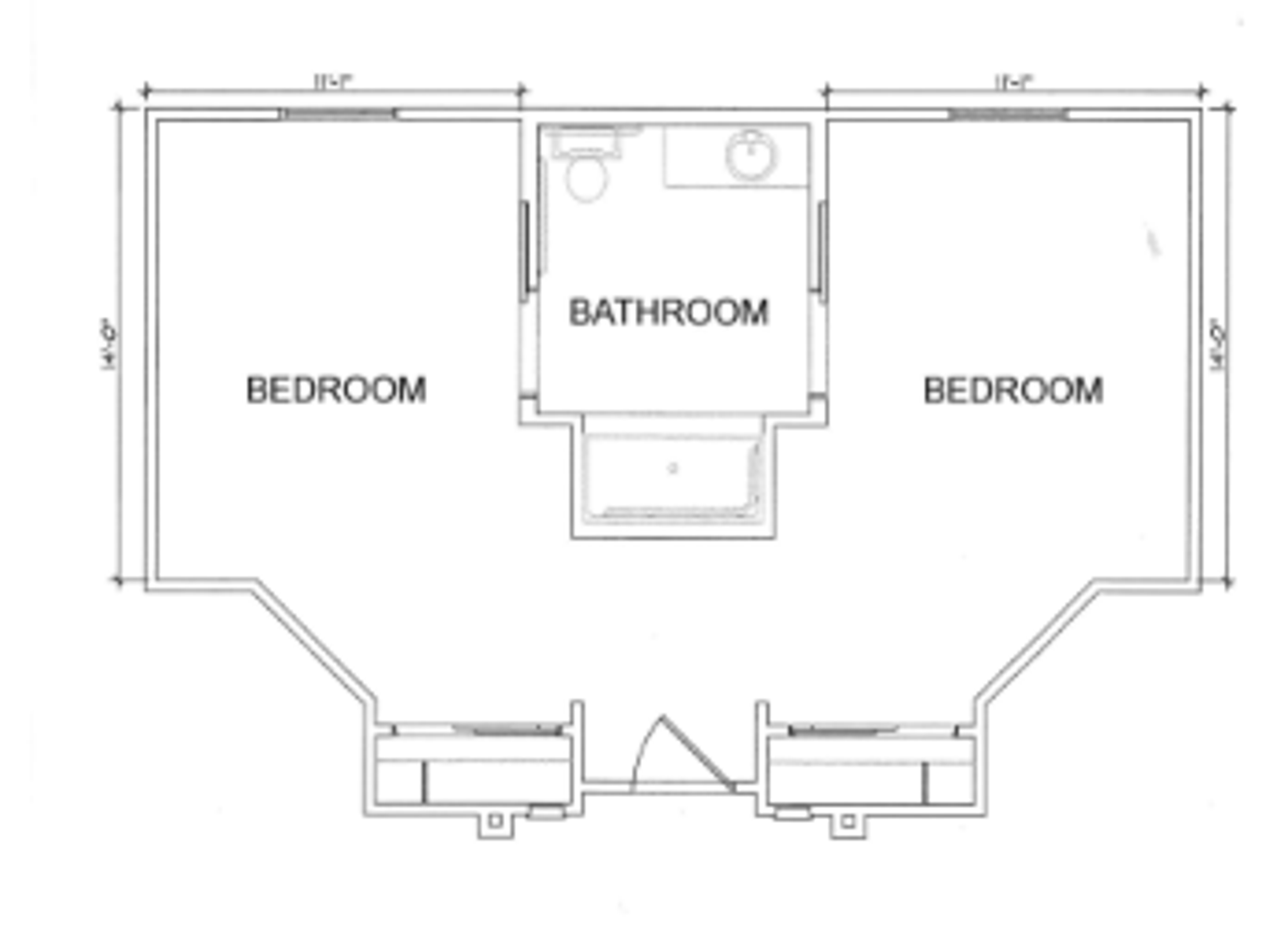 Floorplan - Santa Fe Trails - 2 bed, 1 bath, Semi-private Memory Care