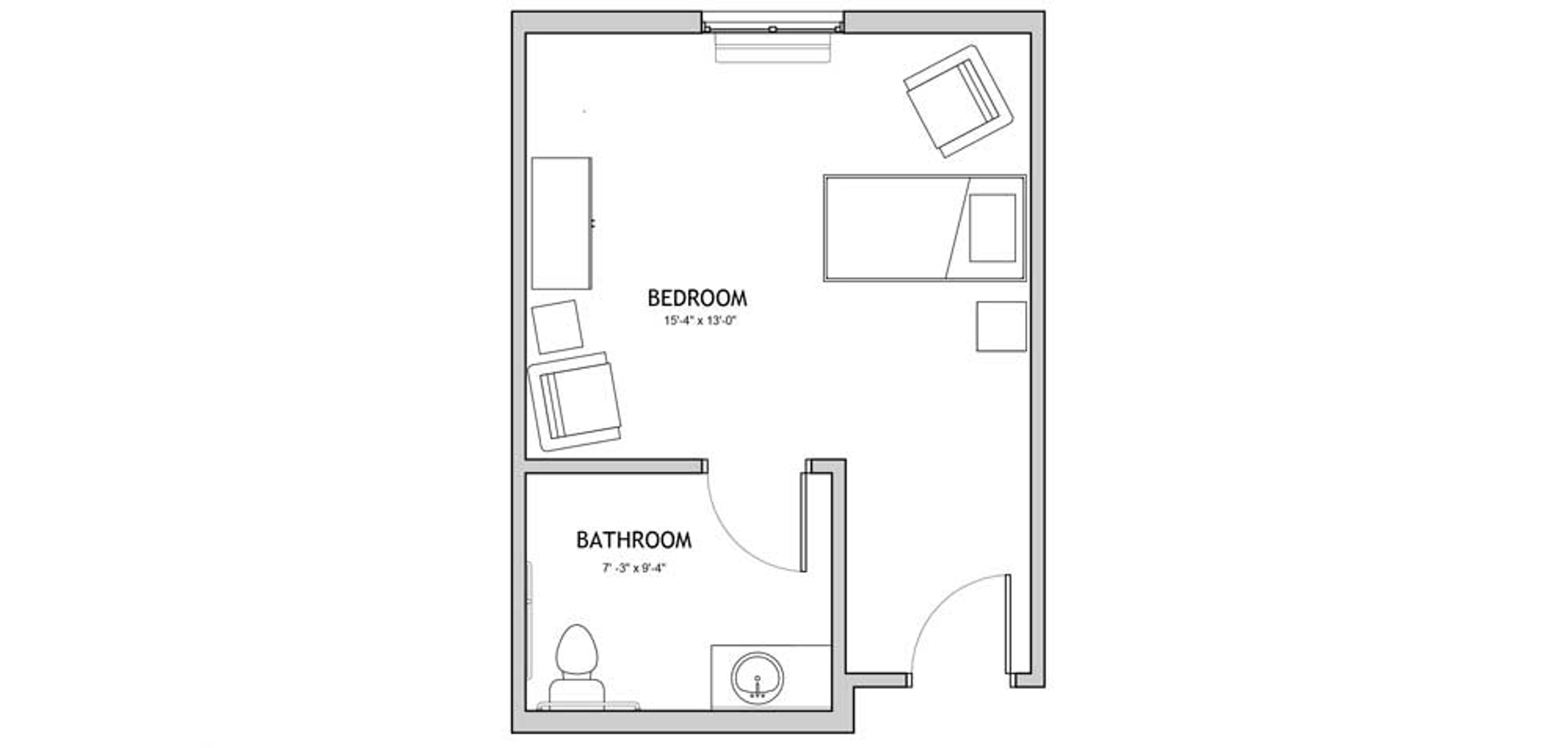 Floorplan - The Auberge at Plano - 1 bed, 1 bath, 340 sq. ft. Memory Care