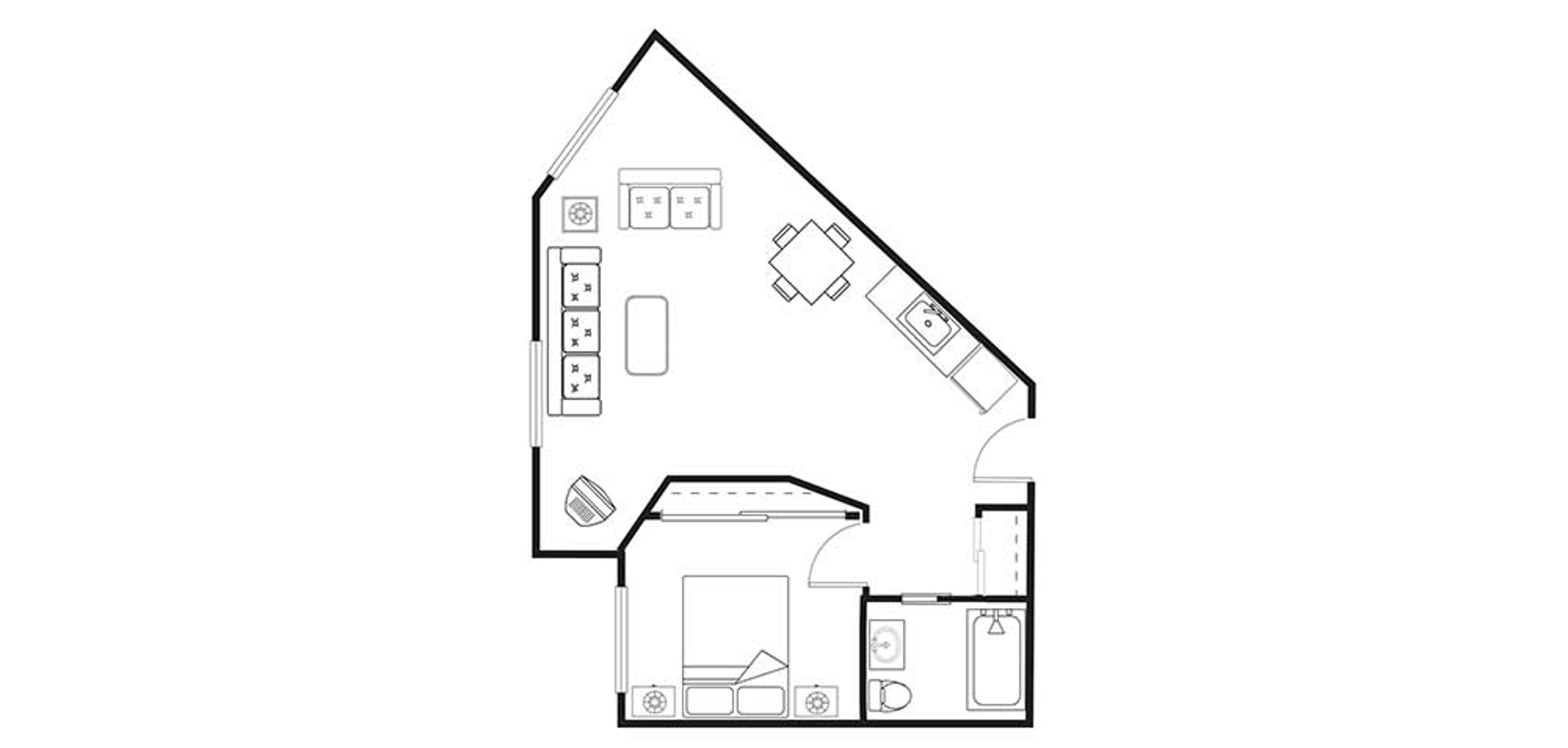 Floorplan - Redwood Heights - B3 One Bedroom 578 sq. ft. Assisted Living