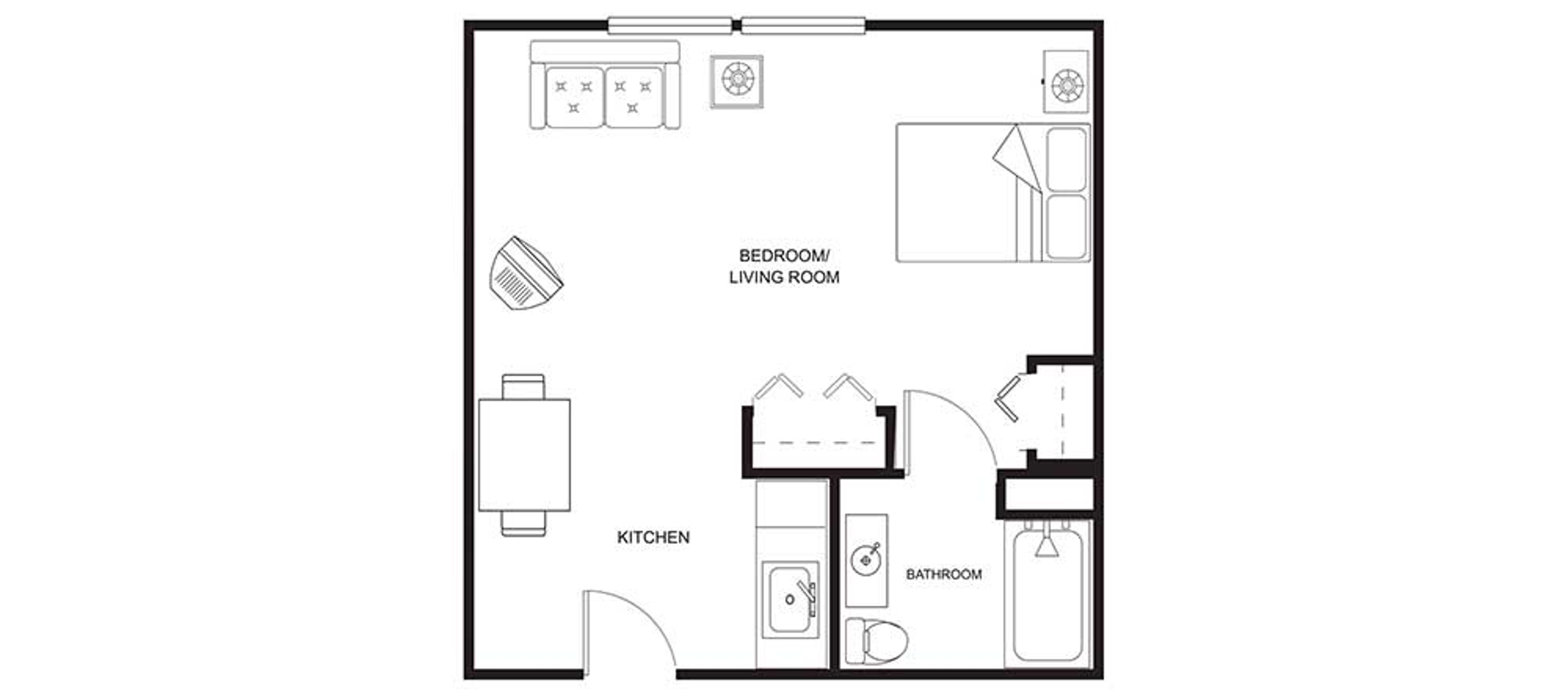 Floorplan - Bay Side Terrace - Studio S2 Assisted Living