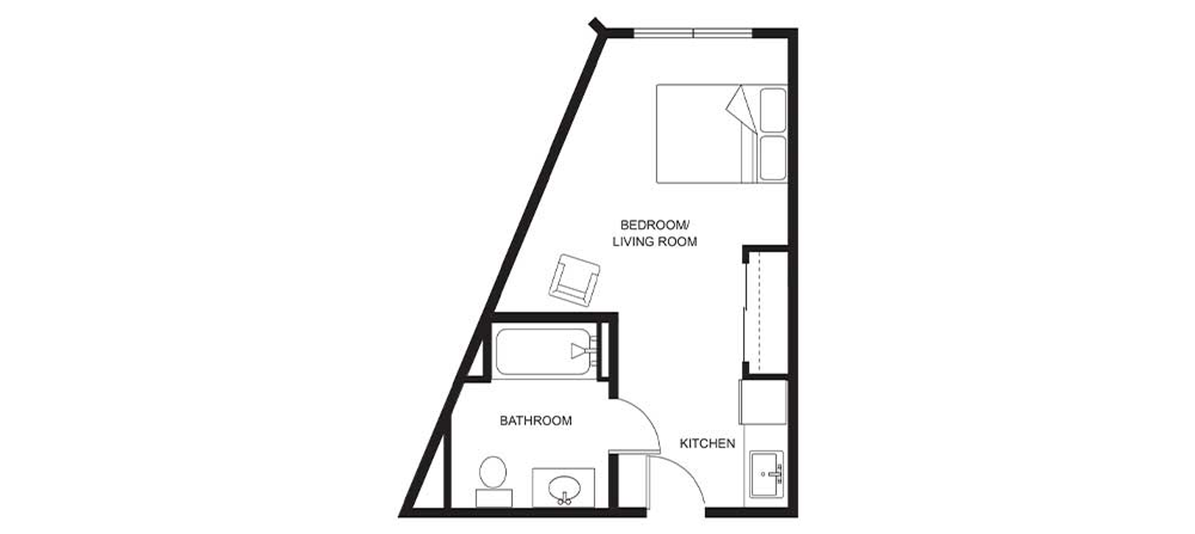 Floorplan - Clearwater Springs - Studio 385 sqft Assisted Living 