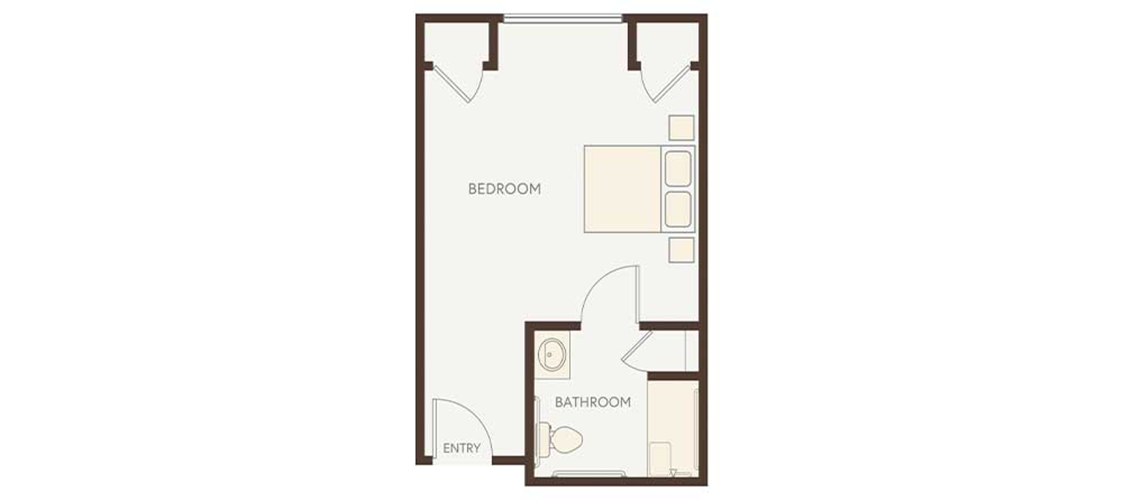 Floorplan - Heartis San Antonio - Studio 322 sq. ft. Memory Care