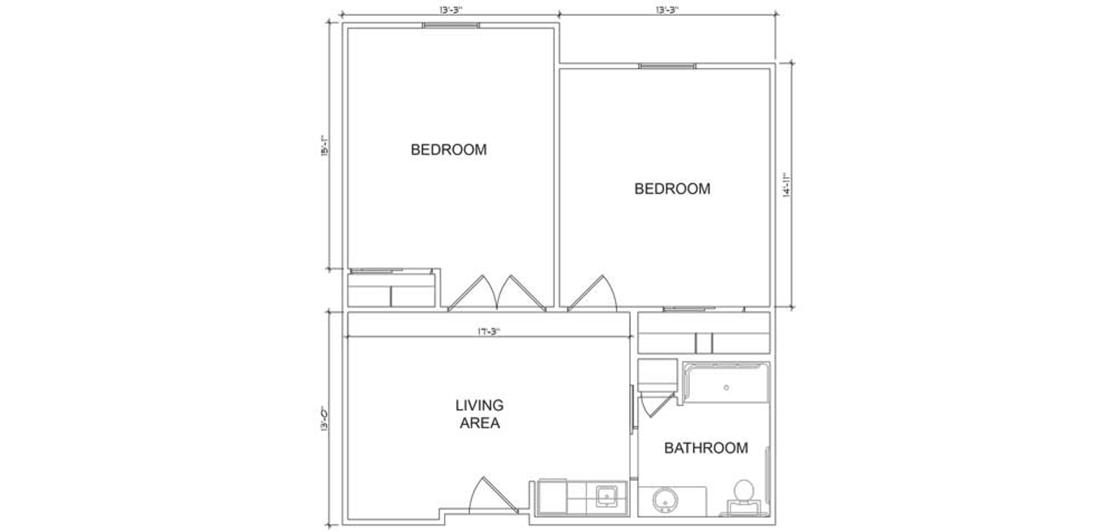 Floorplan - Hawkins Creek - 2B 1B Assisted Living 