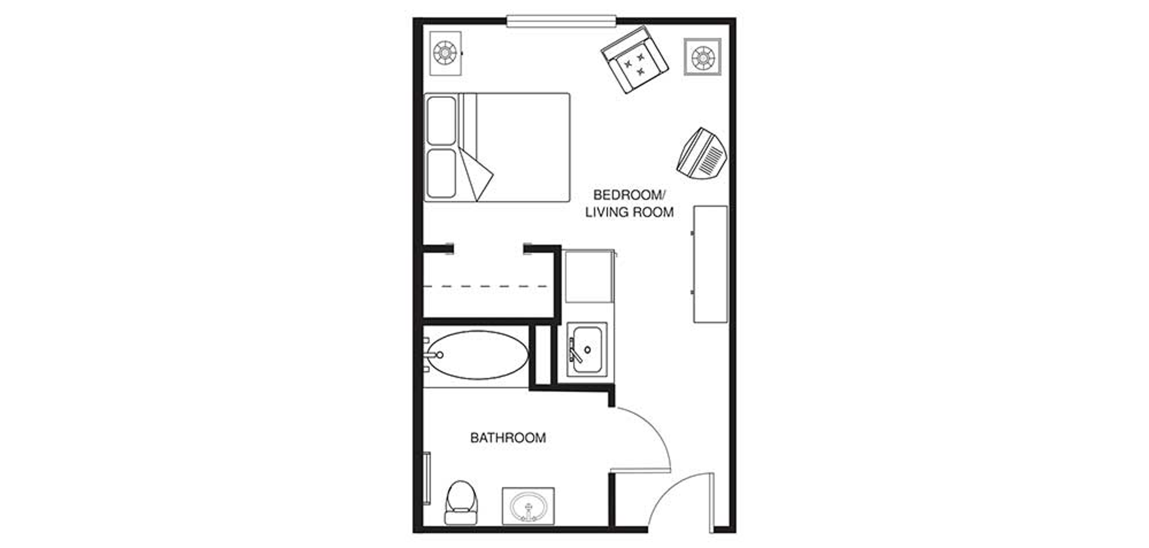 Floorplans - Cedar Village - Studio A1 Assisted Living