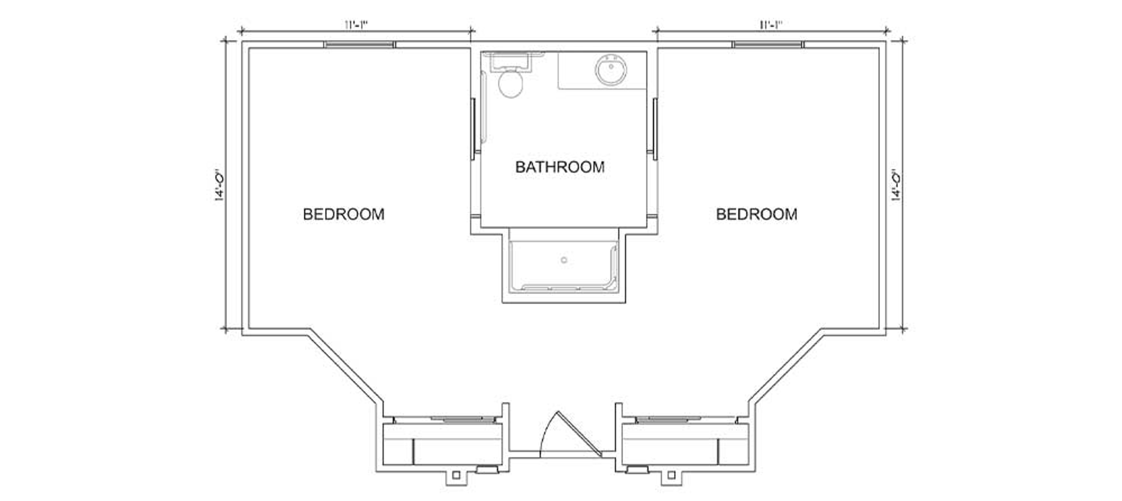 Floorplan - Walnut Creek - 2 bed, 1 bath, Semi-private Memory Care