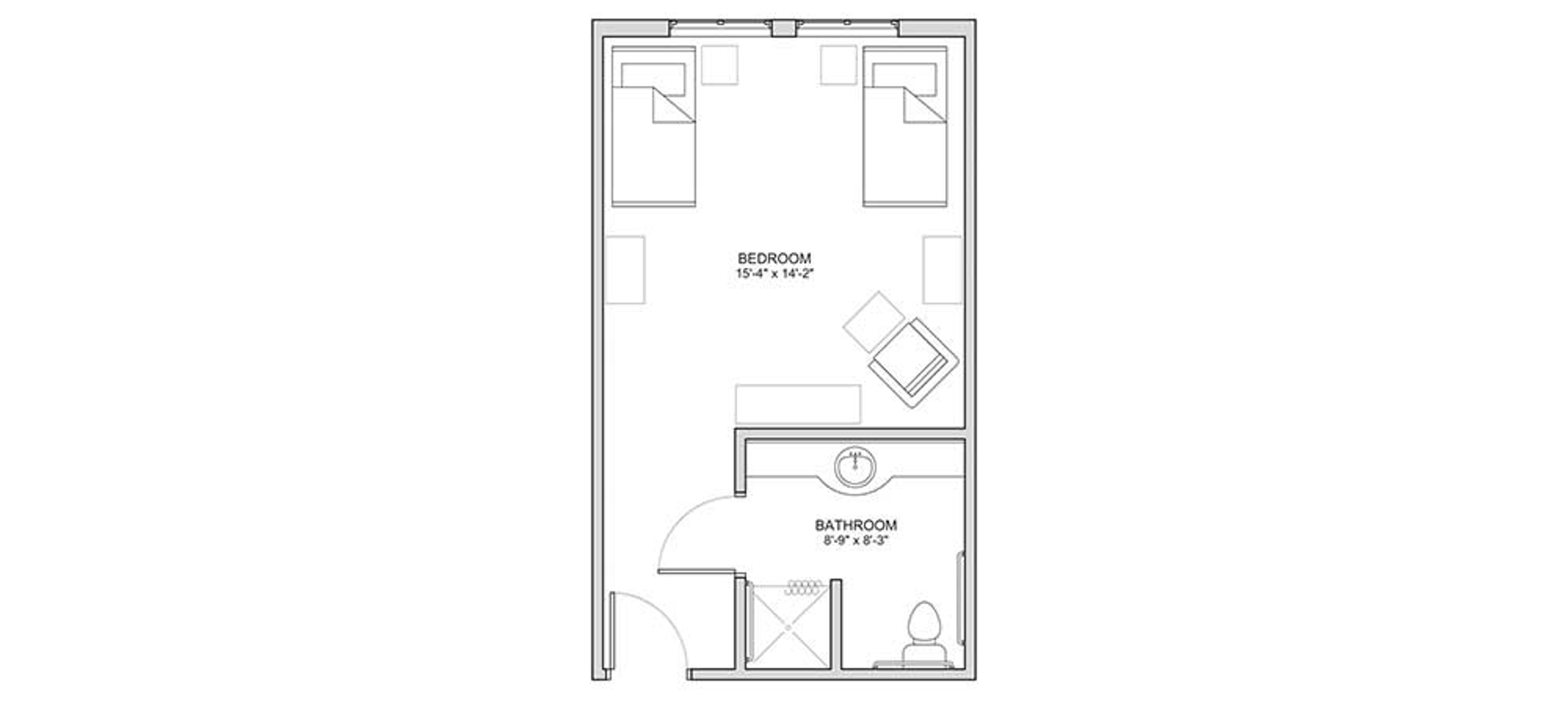 Floorplan - The Auberge at Sugar Land - 1 bed, 1 bath, Semi-private, Memory Care