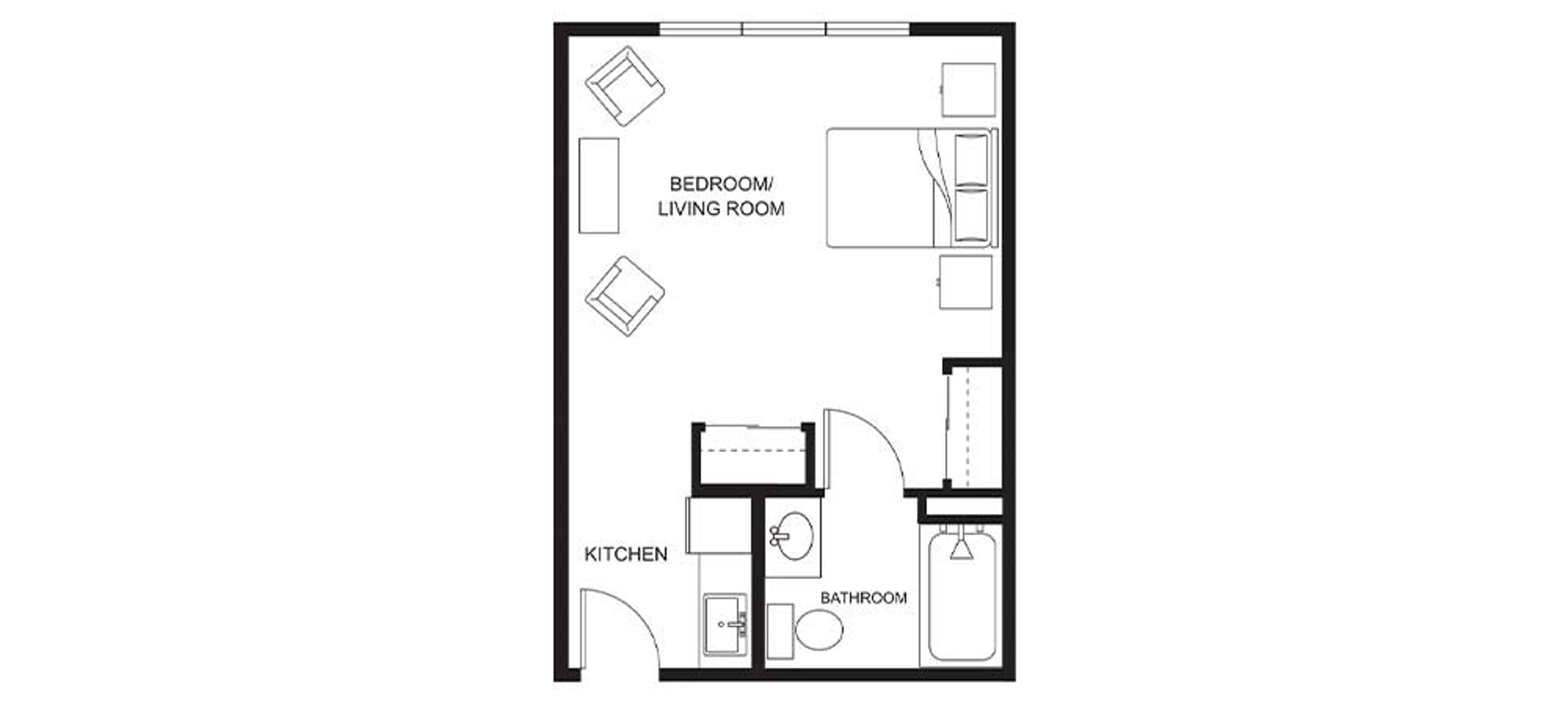 Floorplan - Clearwater Springs - Studio 425 sqft Assisted Living