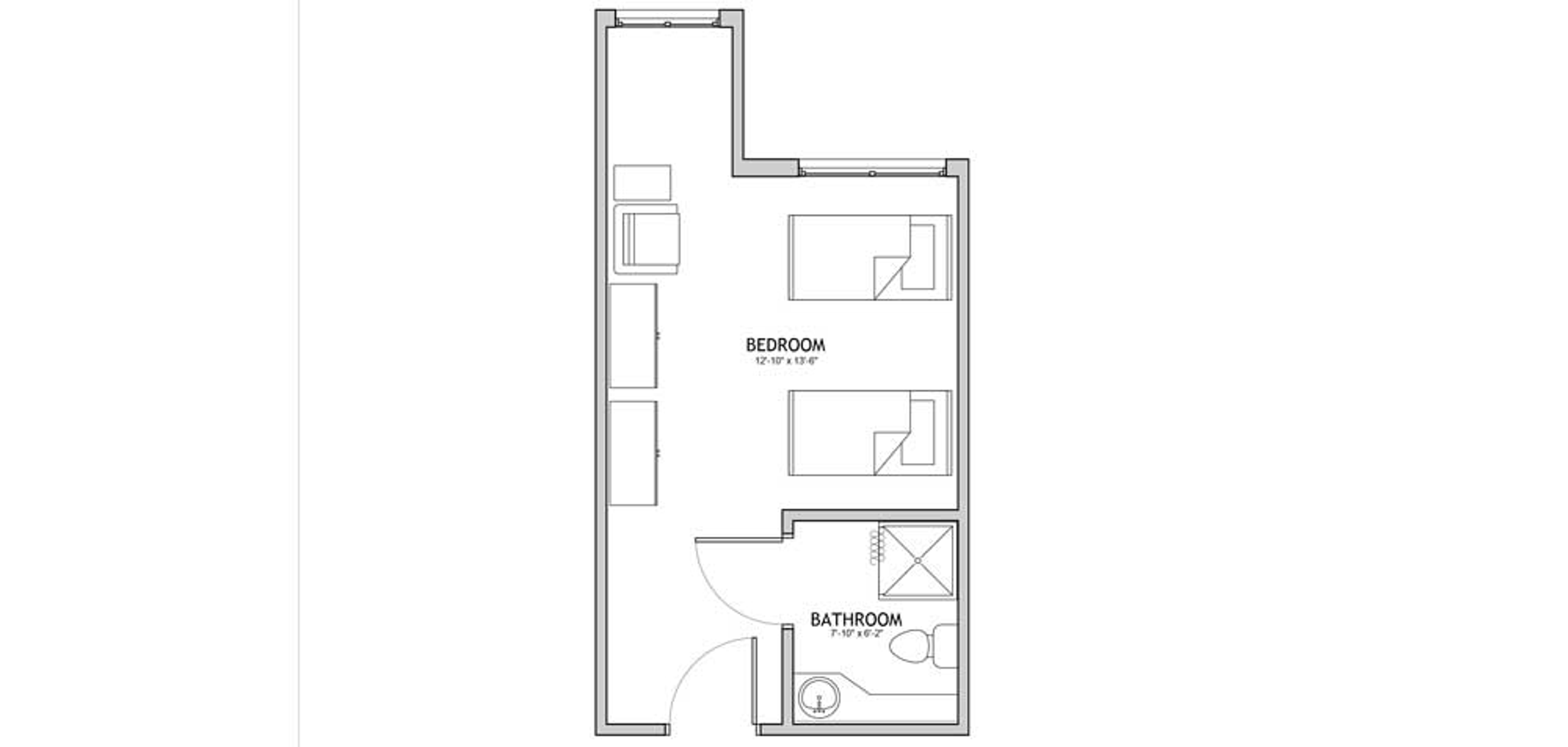 Floorplan - The Auberge at Aspen Park - Companion Suite, 340 sq. ft. Memory Care