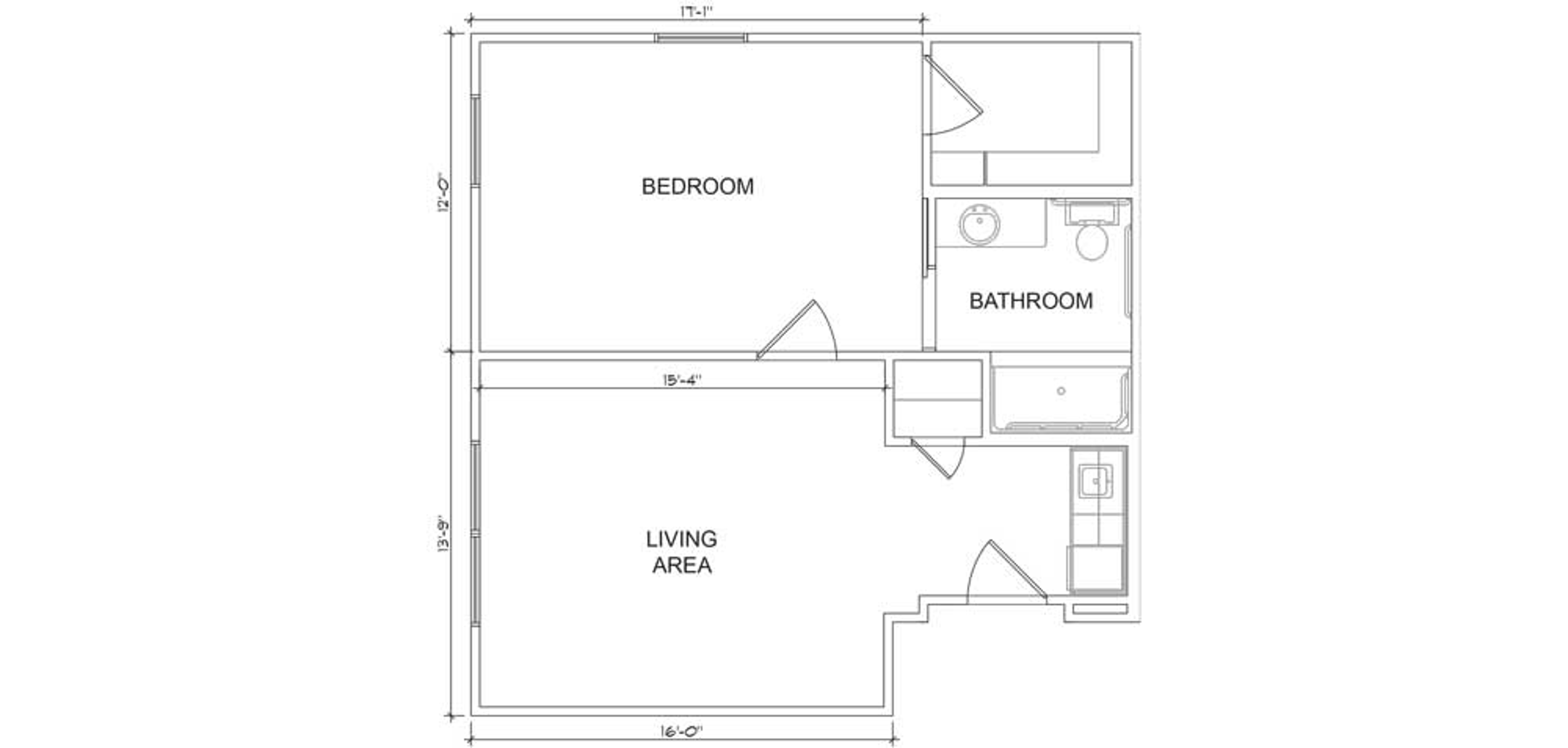 Floorplan - Buffalo Creek - 1B 1B Luxury Assisted Living