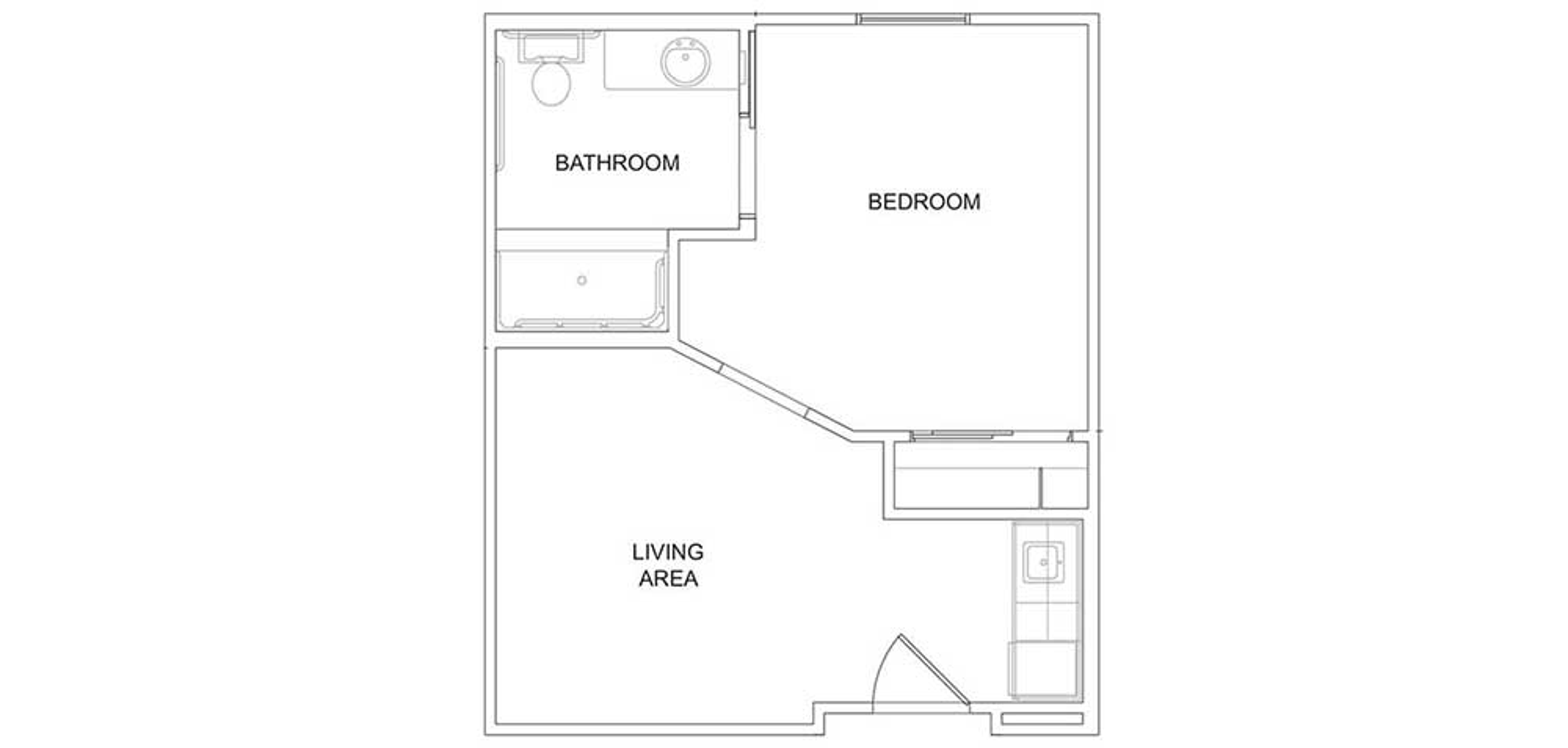 Floorplan - Spring Lake - 1 bed, 1 bath, Deluxe Assisted Living 