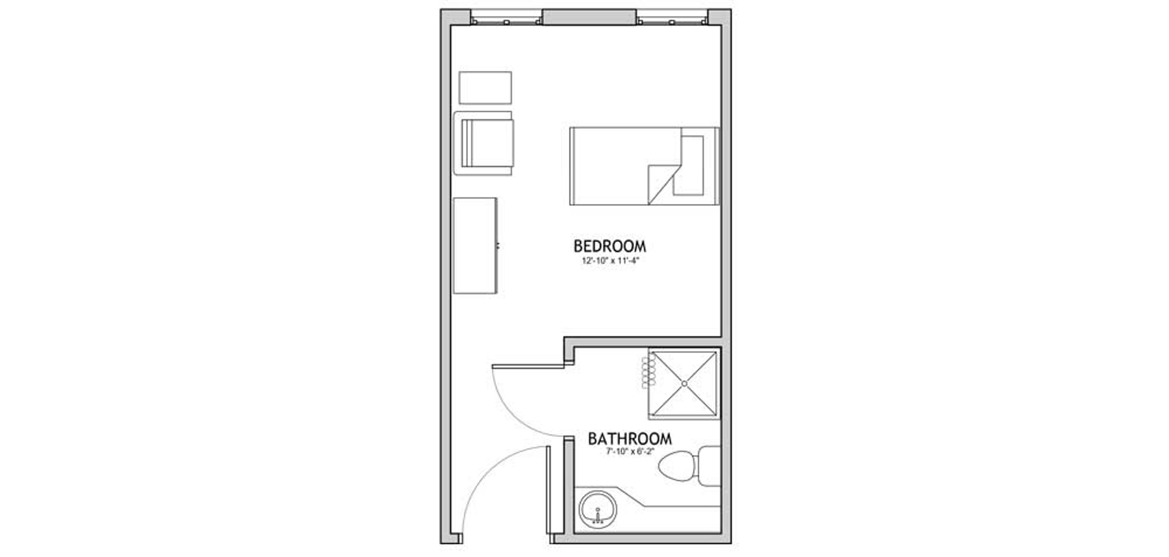 Floorplan - The Auberge at Aspen Park - Private Suite, 263 sq. ft. Memory Care