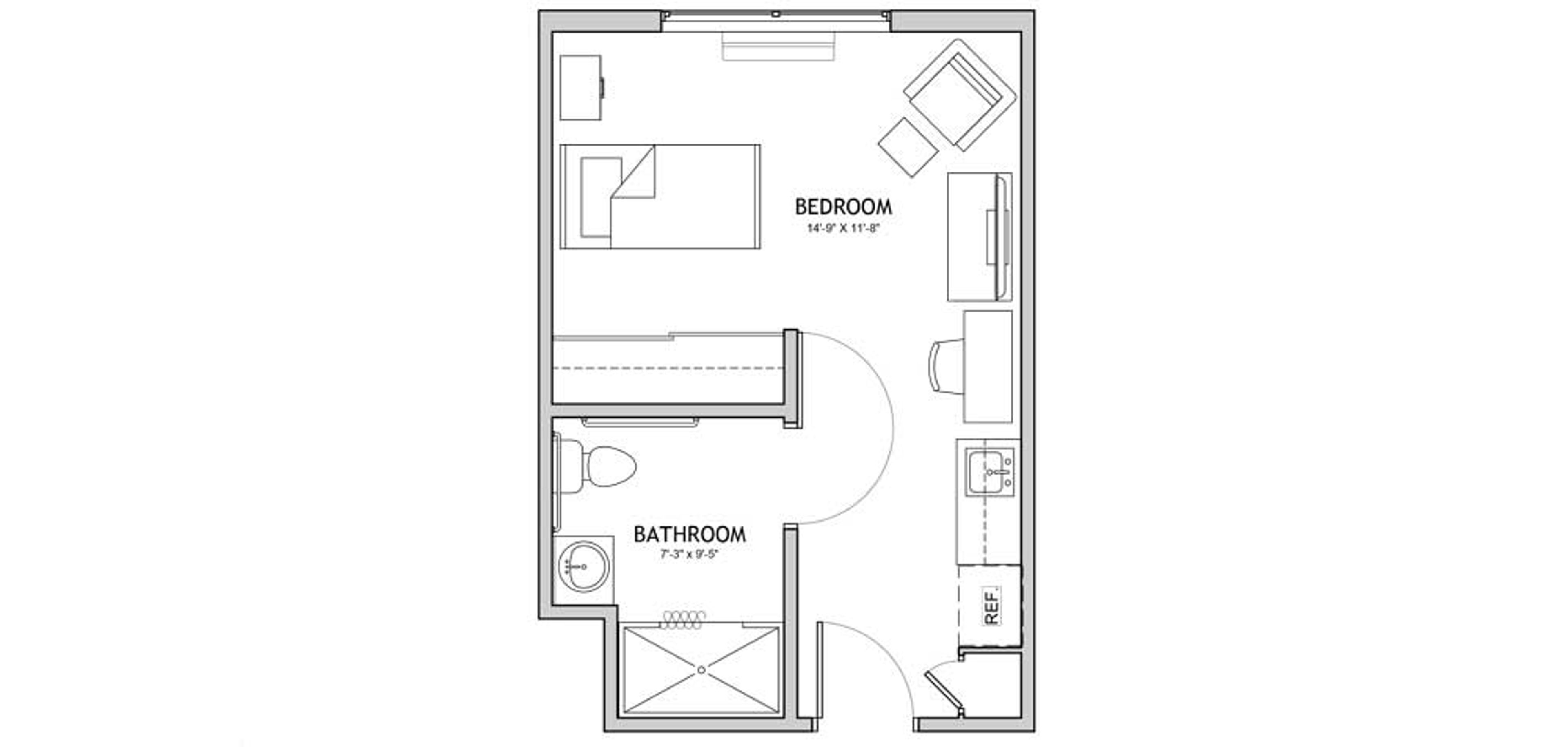 Floorplan - The Auberge at North Ogden - 1 bed, 1 bath, 333 sq. ft. Memory Care