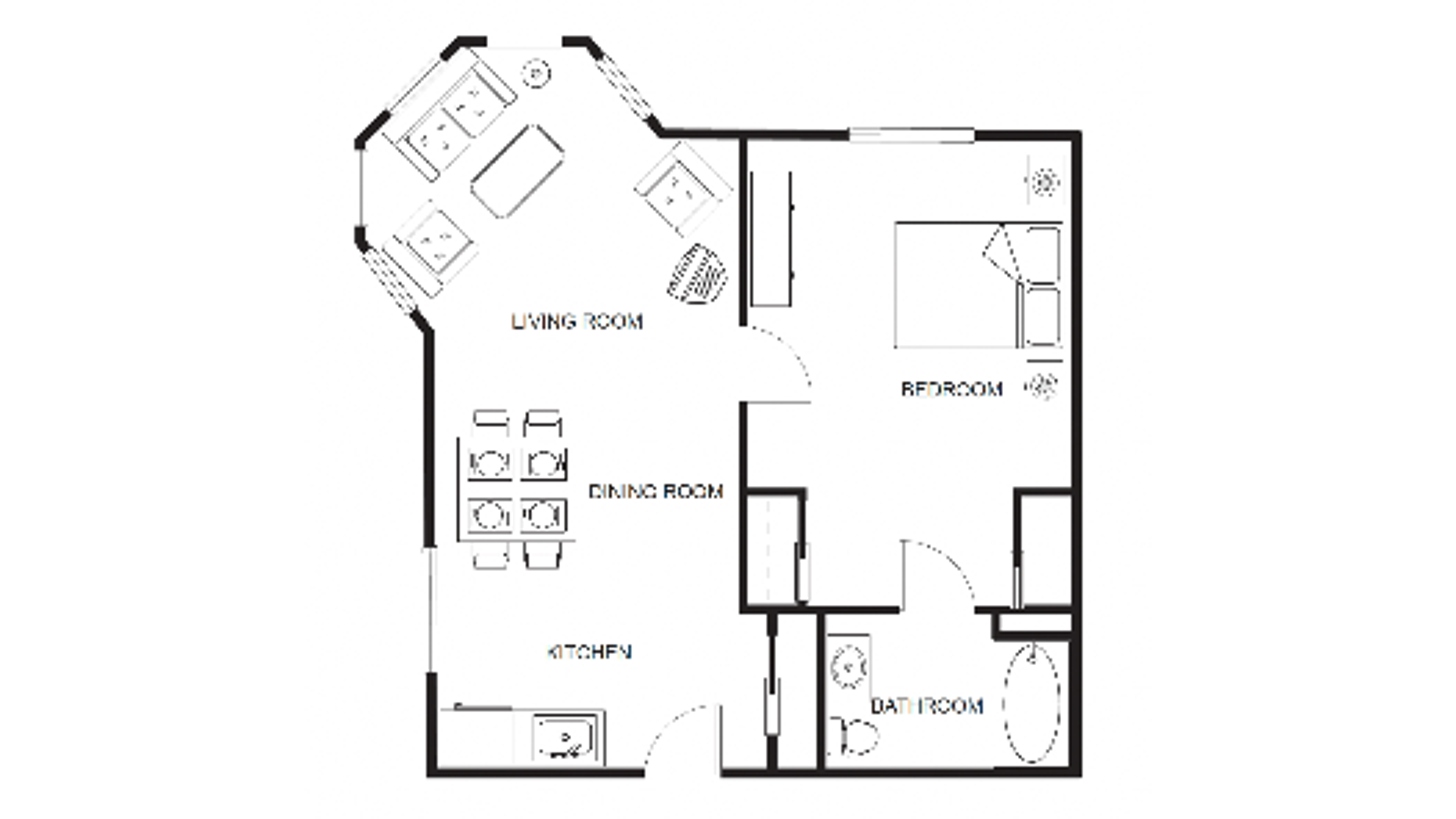 Floorplans - Cedar Village - B4 One Bedroom