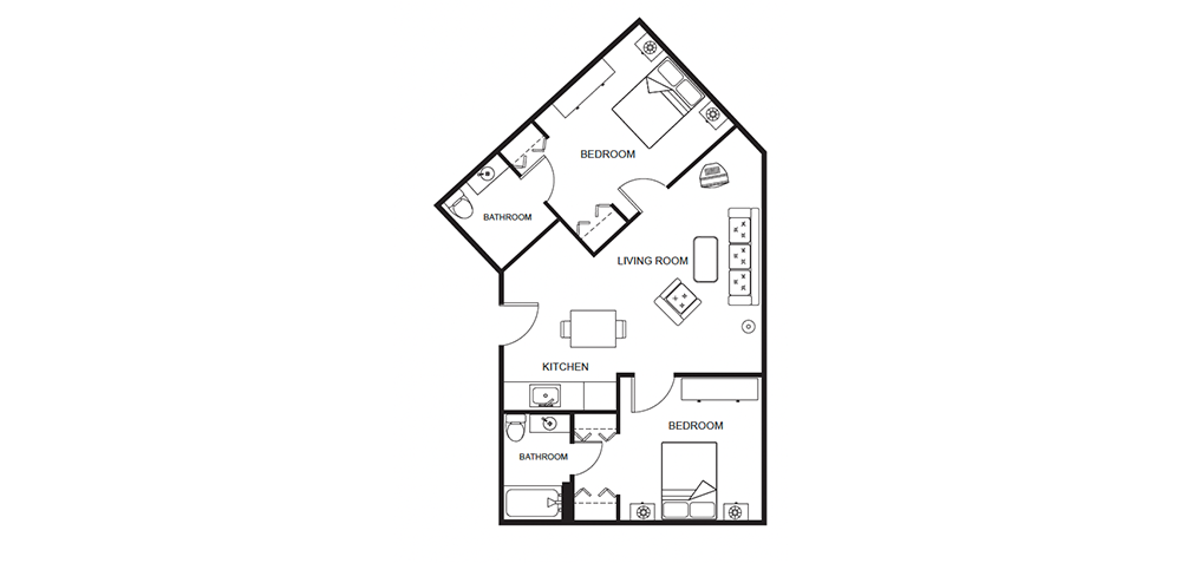 Bayside Terrace A1 Two Bedroom Floorplan Assisted Living