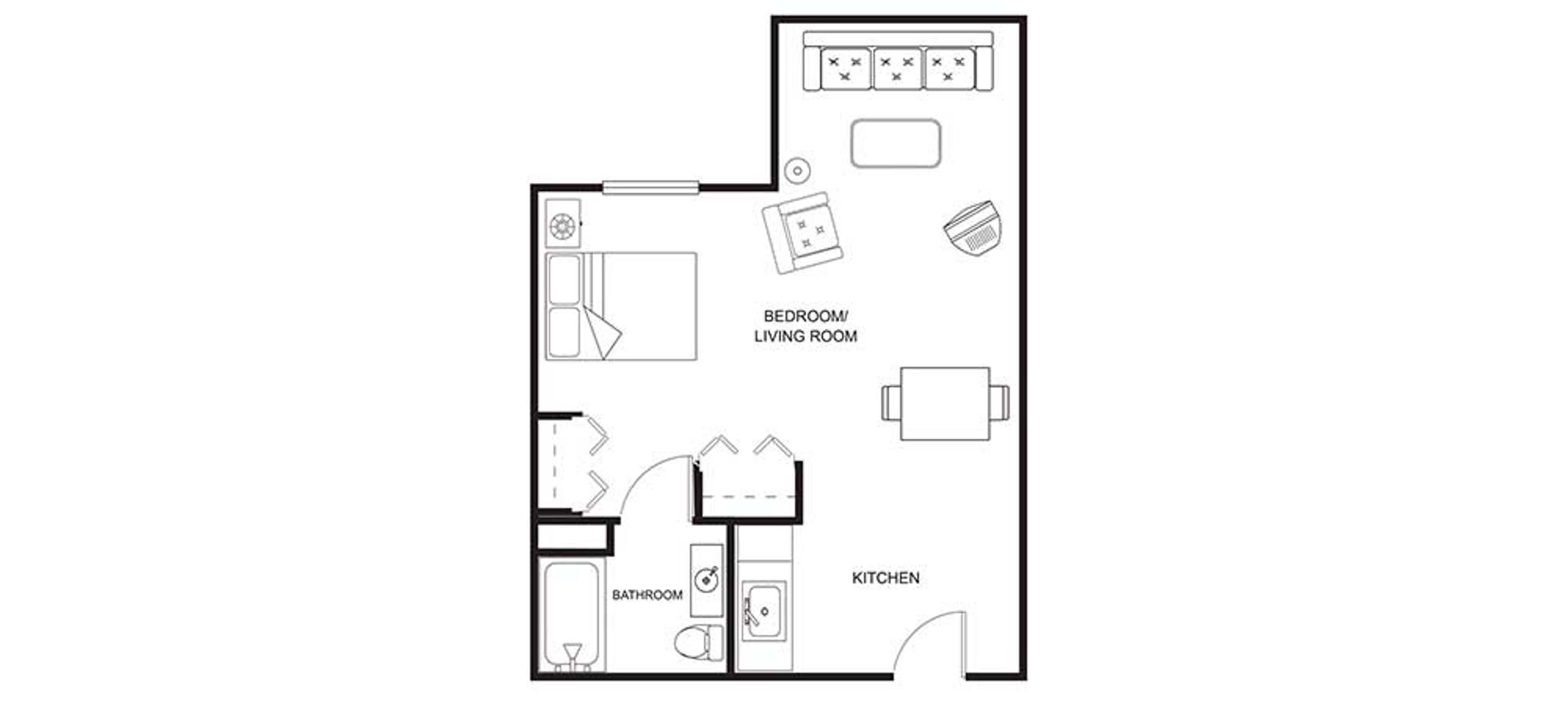 Floorplan - Bay Side Terrace - Studio S3 Assisted Living
