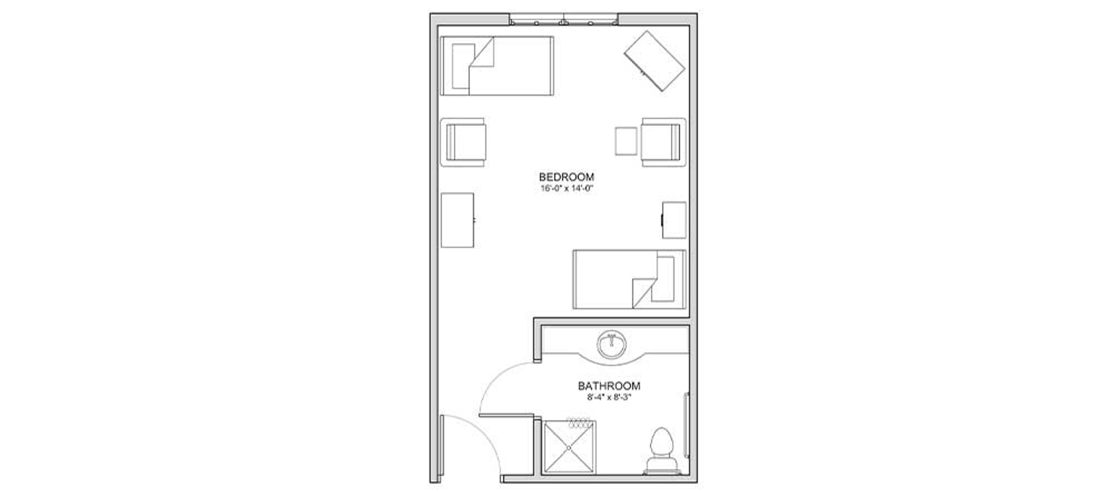 Floorplan - The Auberge at Kingwood - 1 bed, 1 bath, Private Memory Care