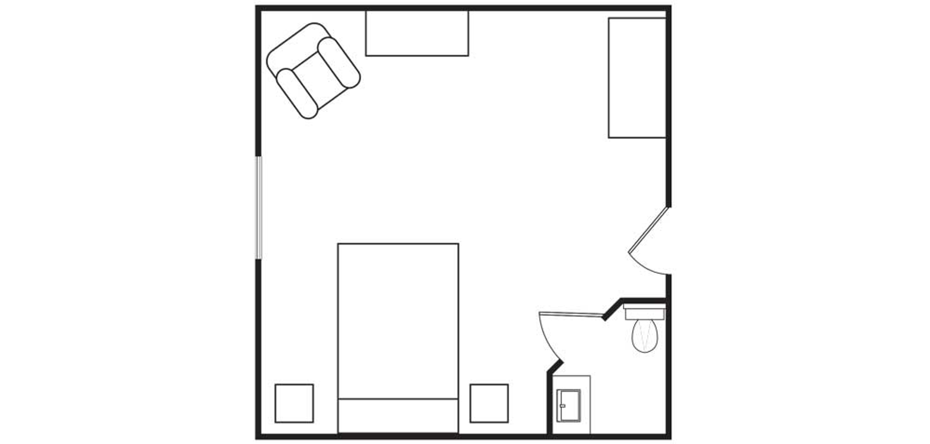 Floorplan - Crescent Landing Fullerton - Private suite shared bath Memory Care 