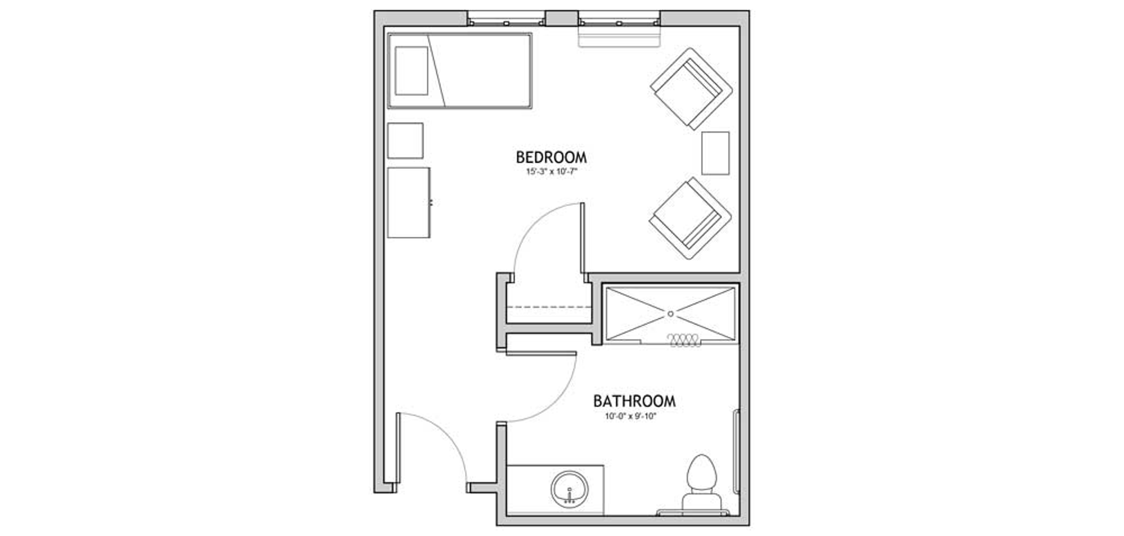 Floorplan - The Auberge at Cedar Park - 1 bed, 1 bath, 338 sq. ft. Memory Care