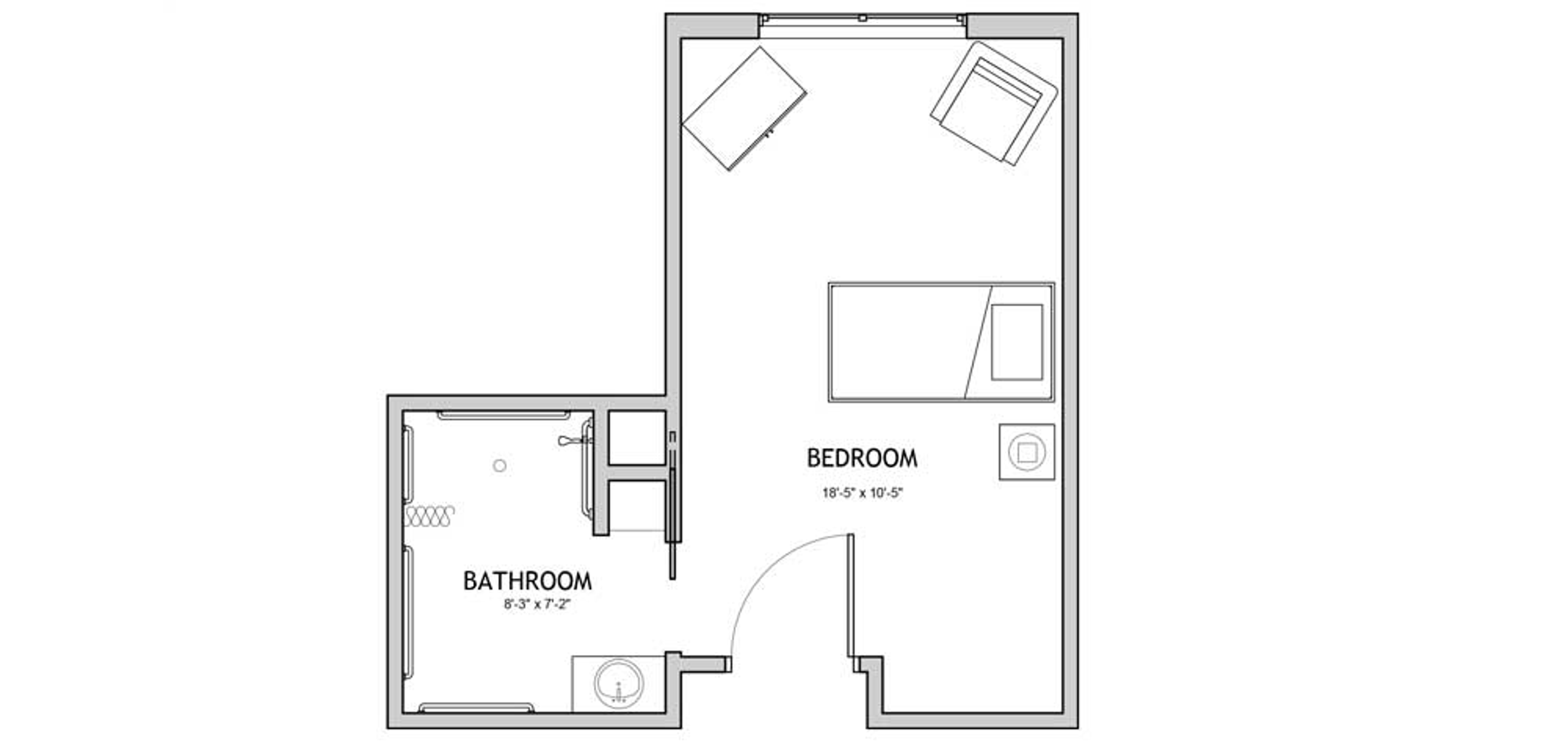 Floorplan - The Auberge at Brookfield - 1 bed, 1 bath, 274 sq. ft. Memory Care