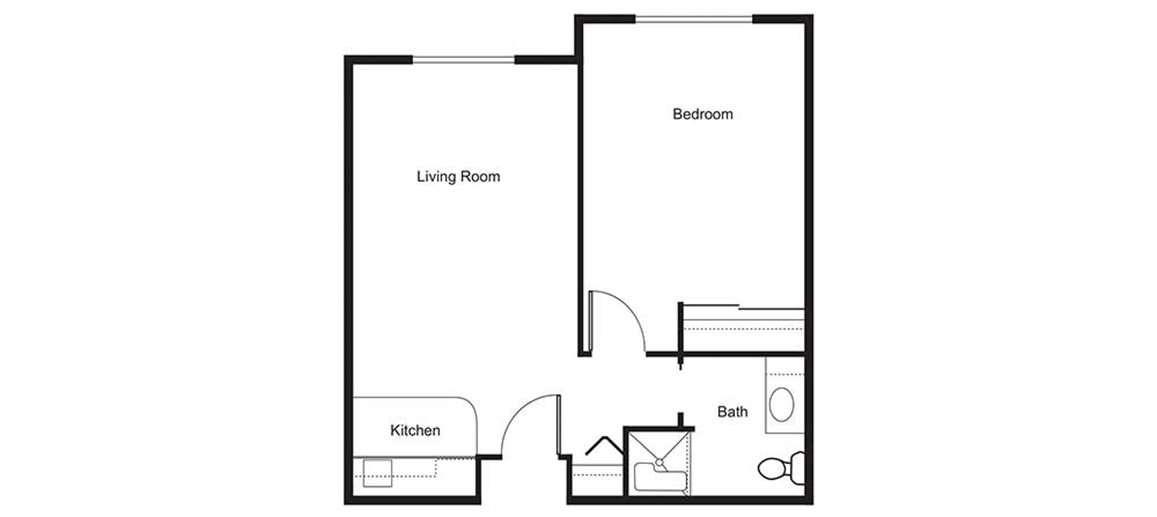 Floorplan - Edmonds Landing - 1B 1B Premium Assisted Living 