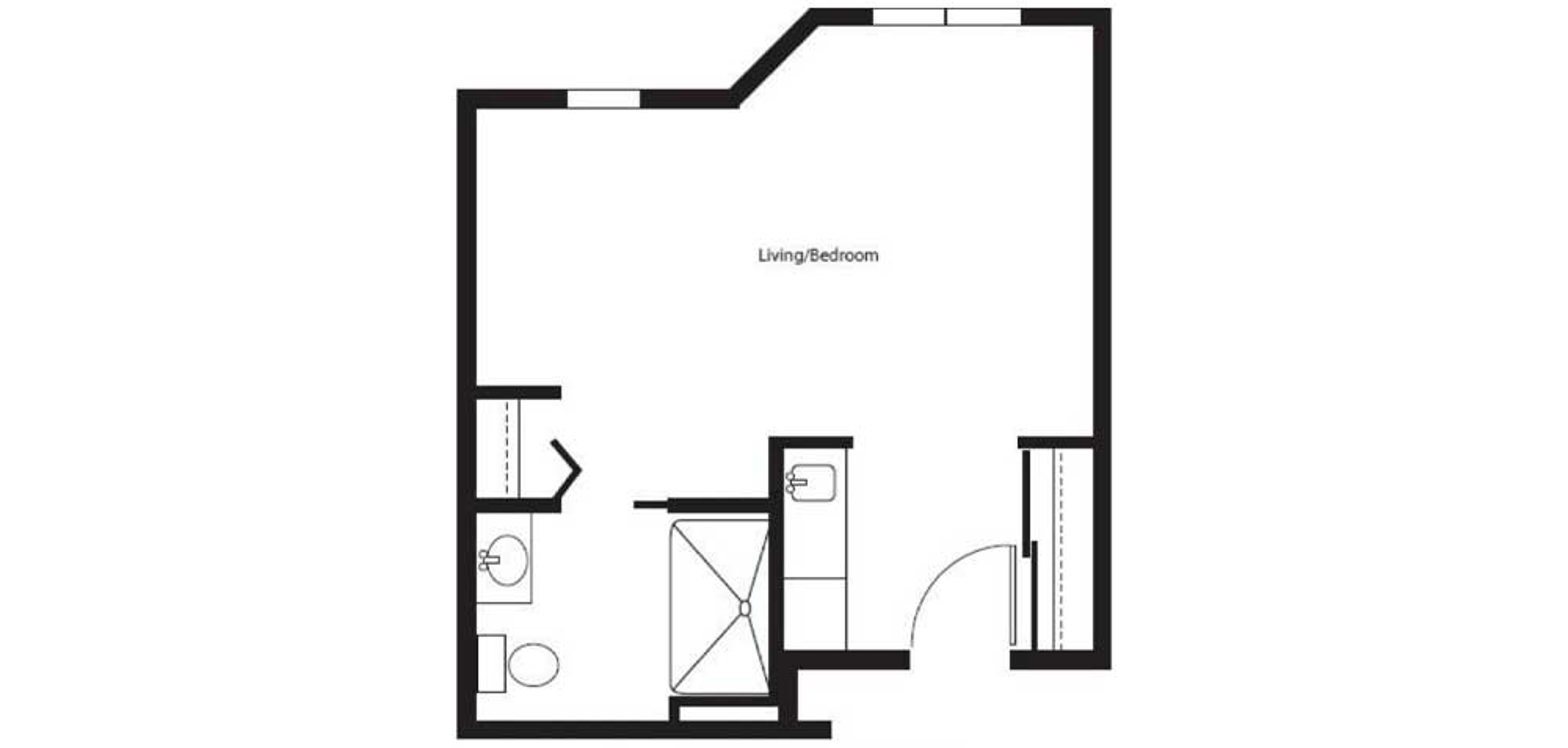 Floorplan - Pelican Pointe - Room, 359 or 365 sq. ft. v1 Assisted Living