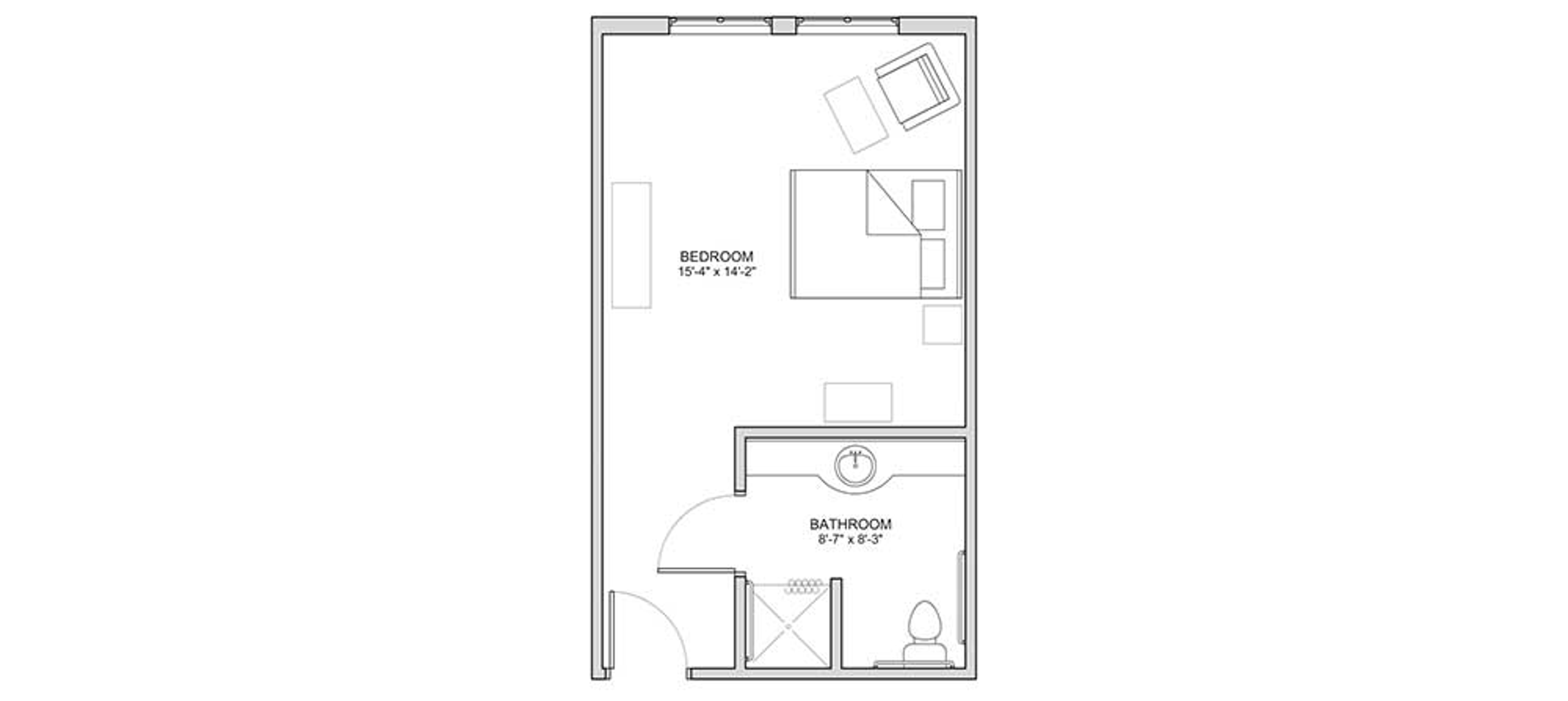Floorplan - The Auberge at The Woodlands - Studio, Private Memory Care
