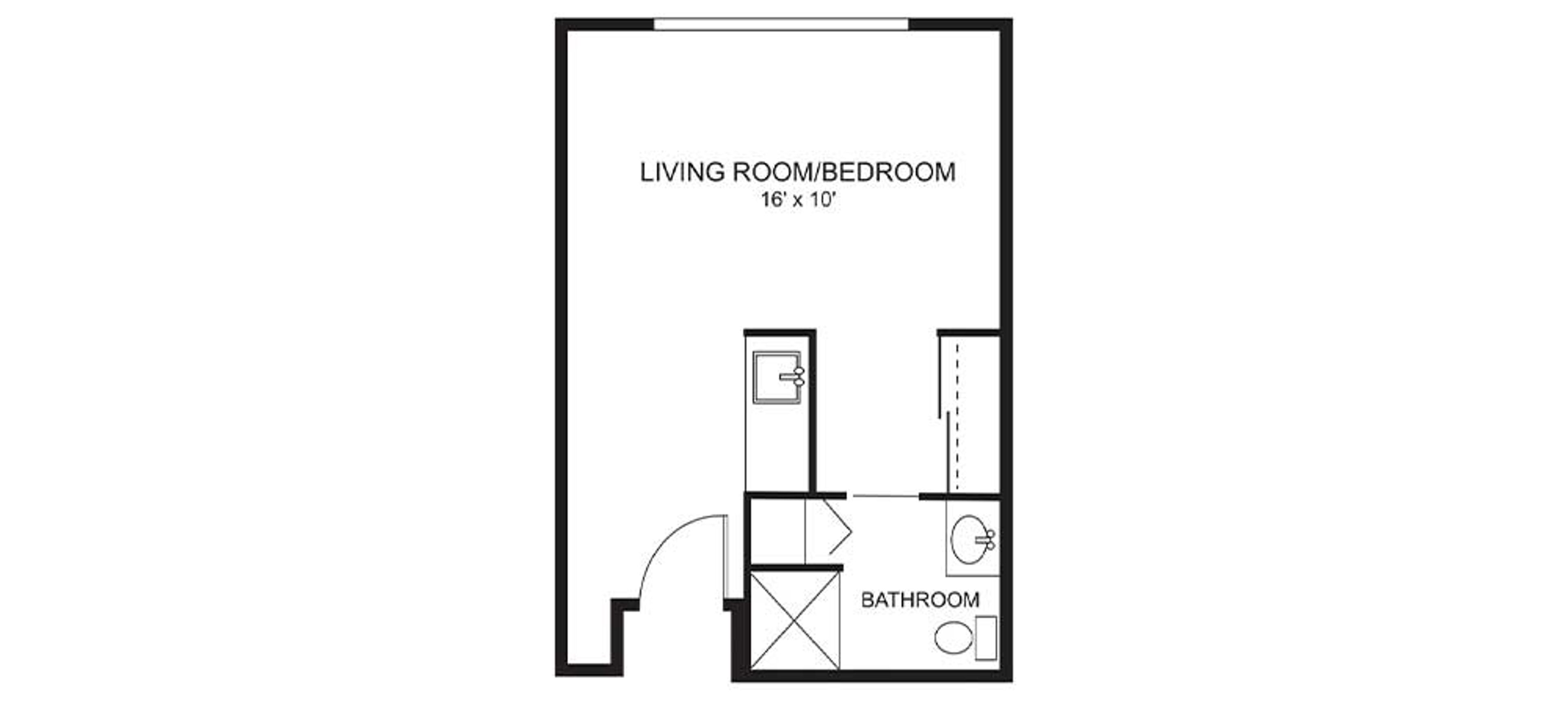 Floorplan - Bay Pointe - Small studio 364 sqft Assisted Living 