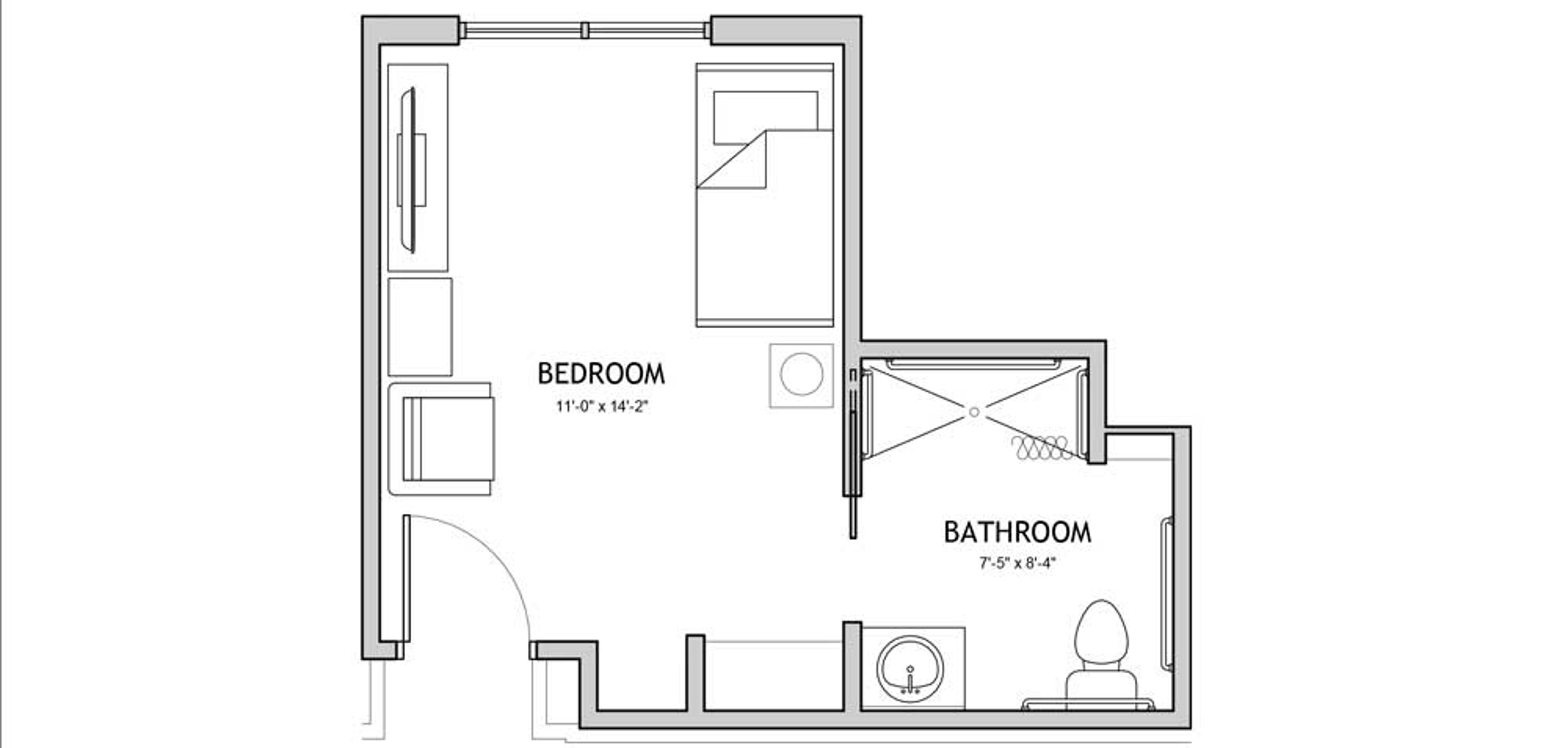 Floorplan - Auberge Bee Cave - Studio private 252 sqft