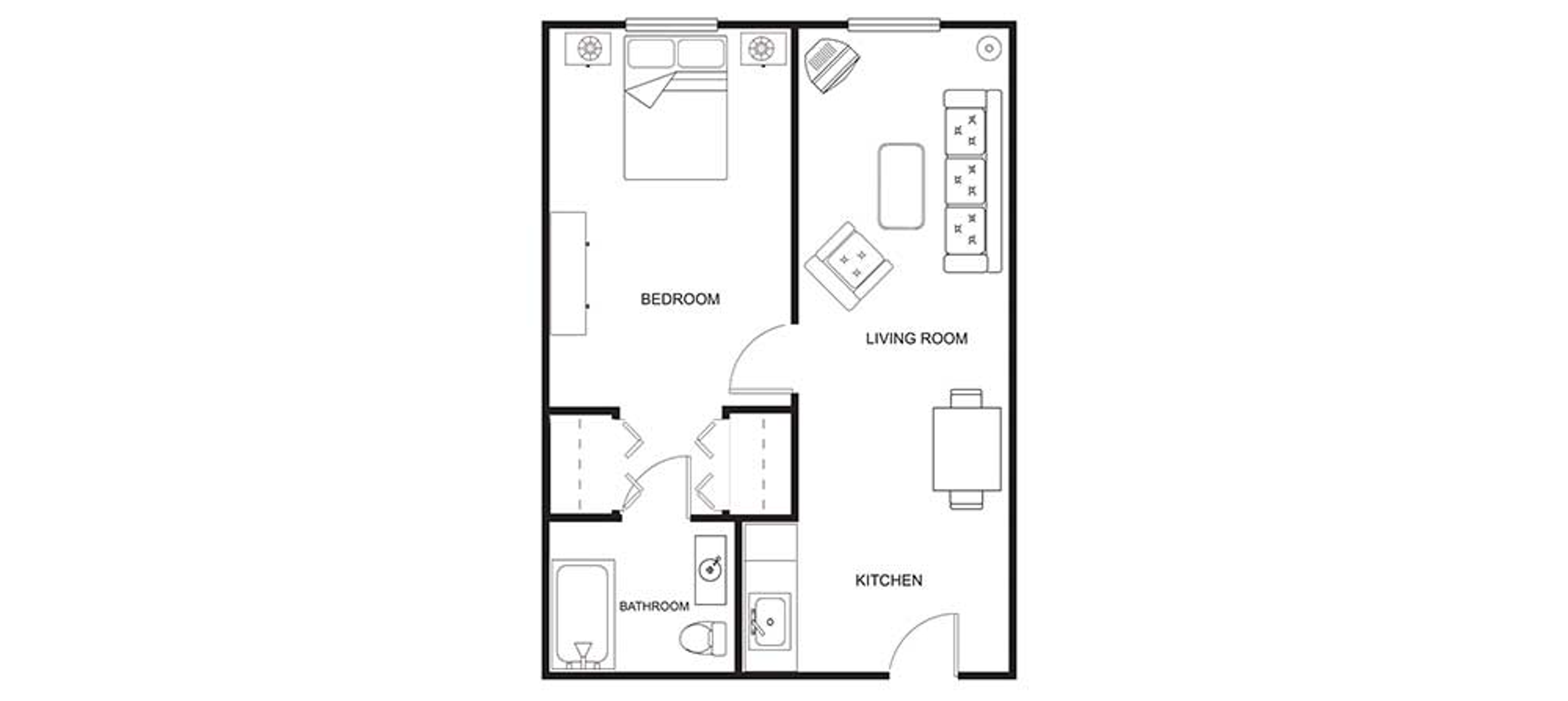 Floorplan - Bay Side Terrace - 1B 1B B1 Assisted Living