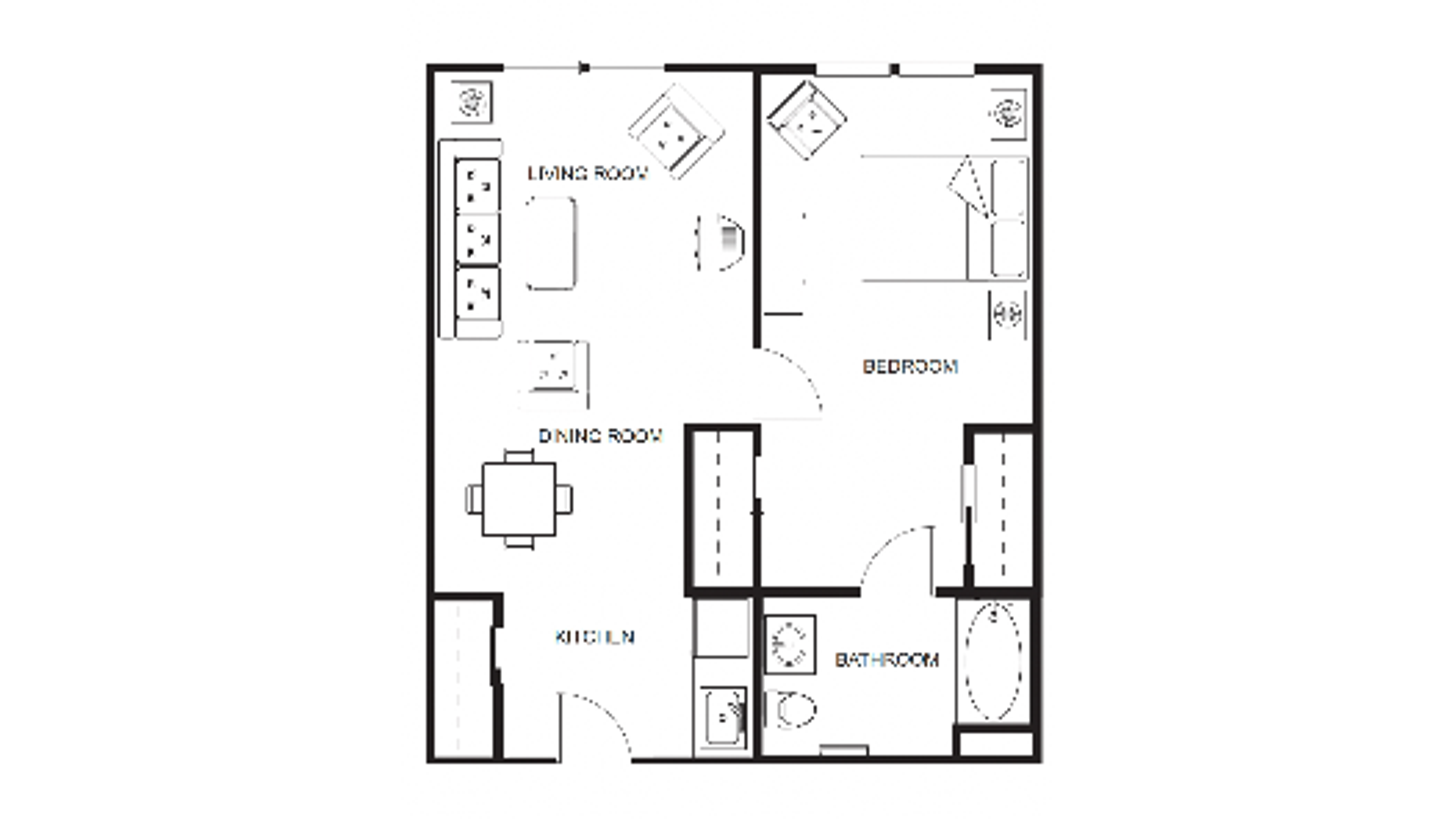 Floorplans - Cedar Village - B2 One Bedroom