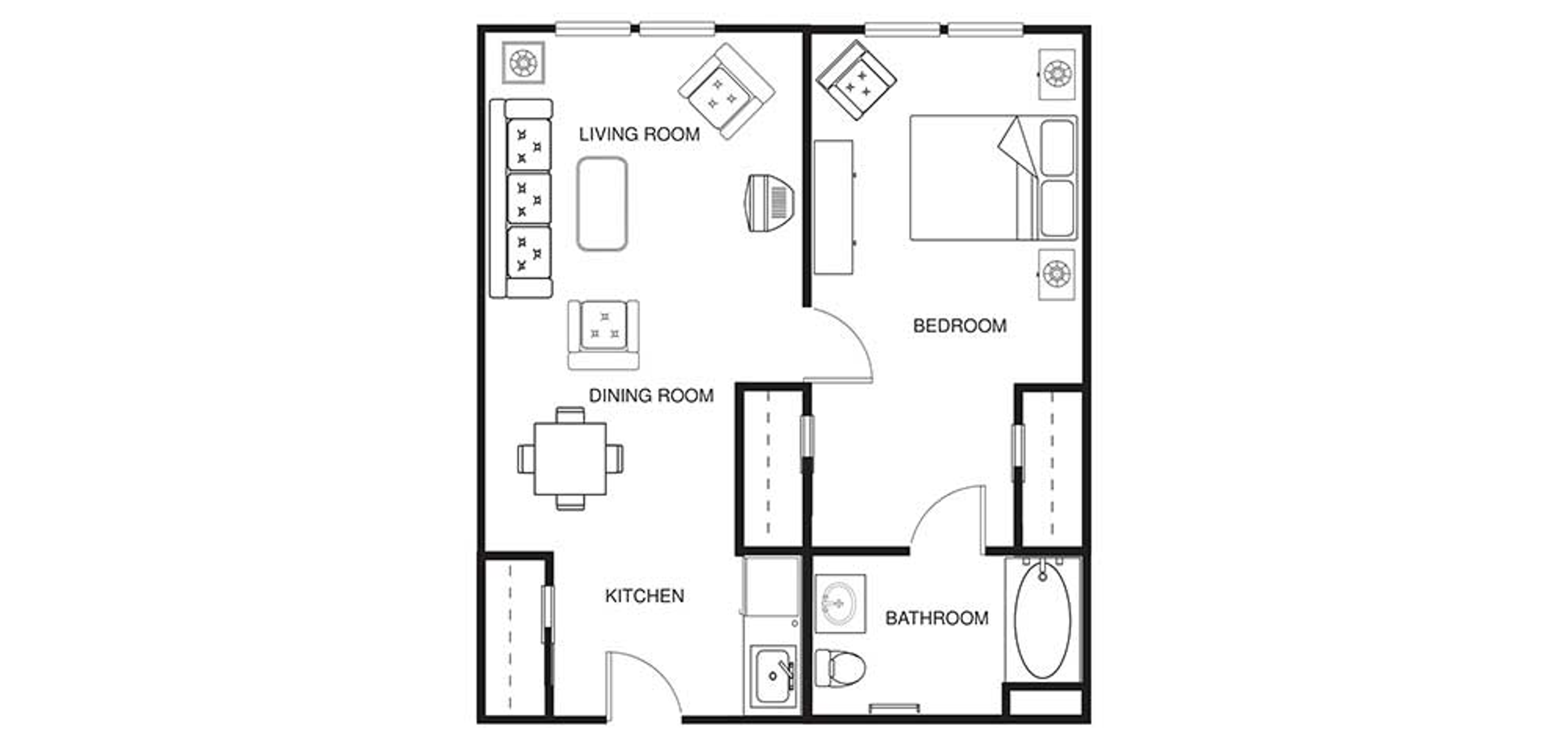Floorplans - Cedar Village - B2 One Bedroom Assisted Living