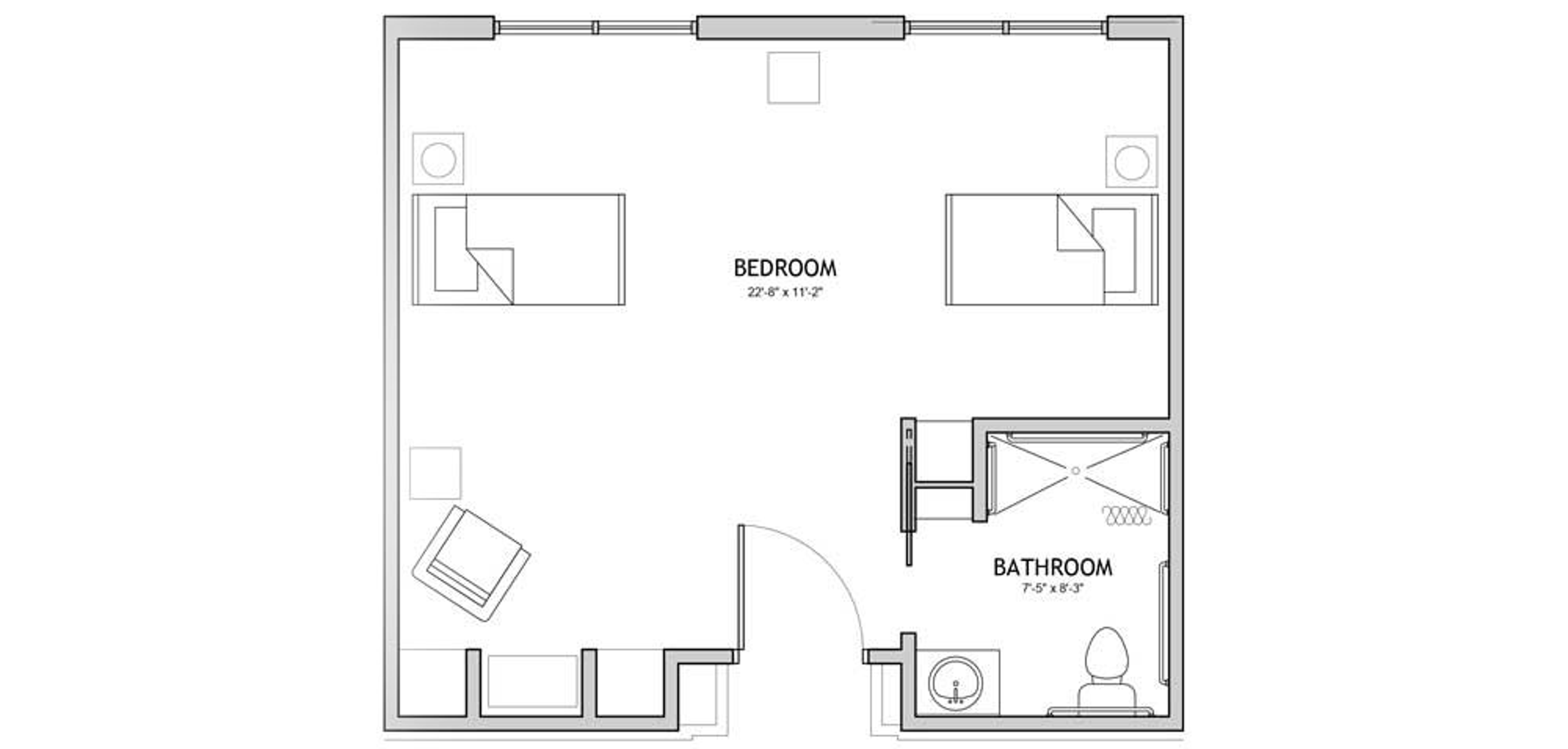 Floorplan - Auberge Bee Cave - Studio semi-private 474 sqft